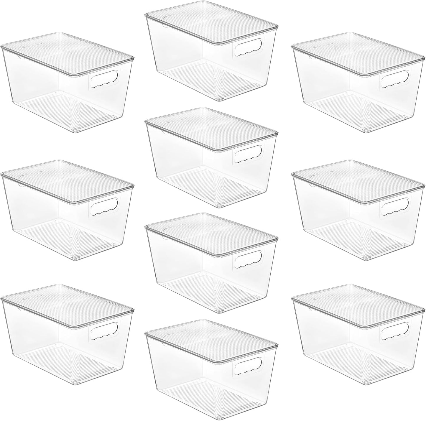 Vtopmart 6 Pack Clear Stackable Storage Bins with Lids, Large Plastic Containers with Handle for Pantry Organizer and Storage,Perfect for Bathroom,Cabinet,Kitchen,Fridge,Closet Organization