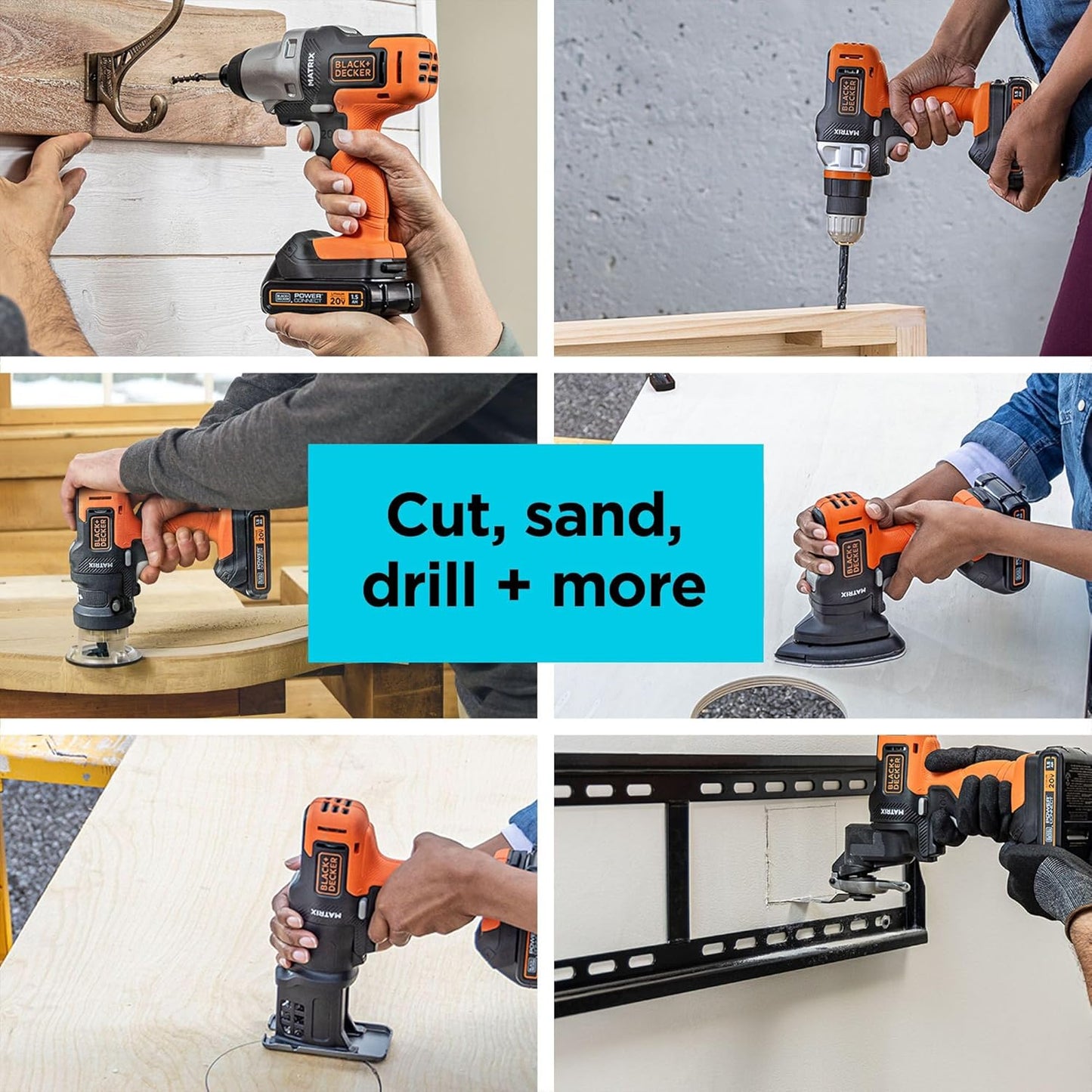 BLACK+DECKER MATRIX 20V MAX Power Tool Combo Kit, Cordless Power Tool Set with Battery and Charger Included, 10 Piece (BDCDMT1210KITC1