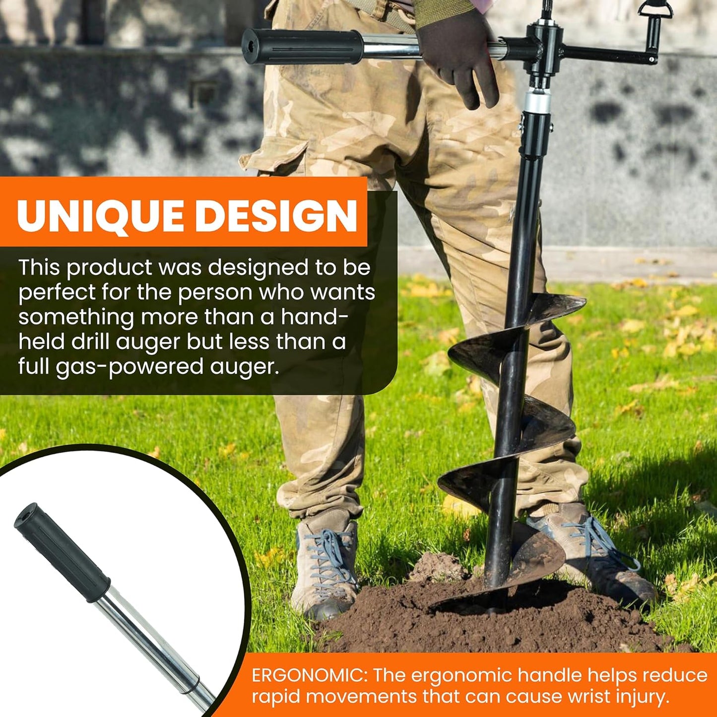 Auger Post Hole Digger 10" Wide 32" Deep - Earth Auger - Trench Digger - Hole Digger Tool for Fence Posts - Electric Post Hole Digger Handles