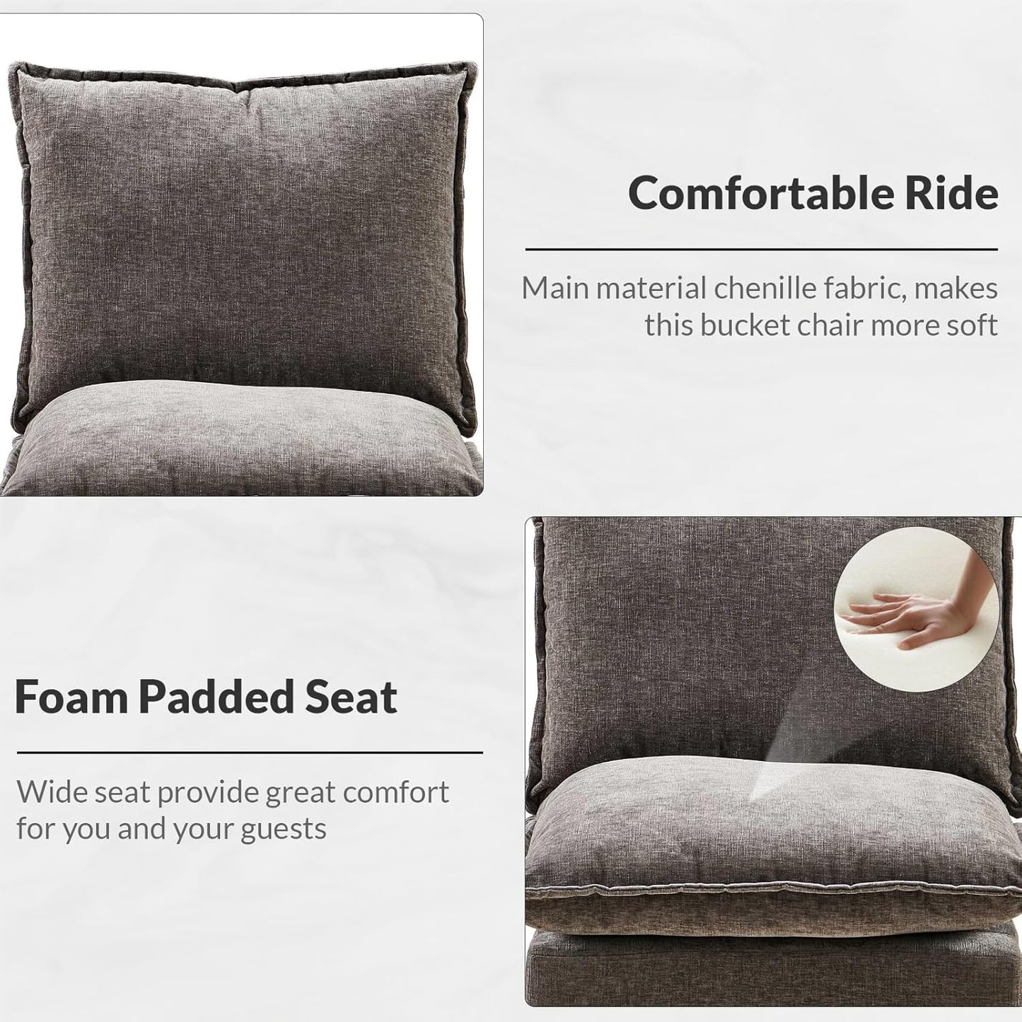 360°Swivel Accent Chair,Fabric Living Room Chairs Comfy Accent Chair with Solid Metal Base, Swivel Chairs for Living Room & Bedroom,Dark Gray