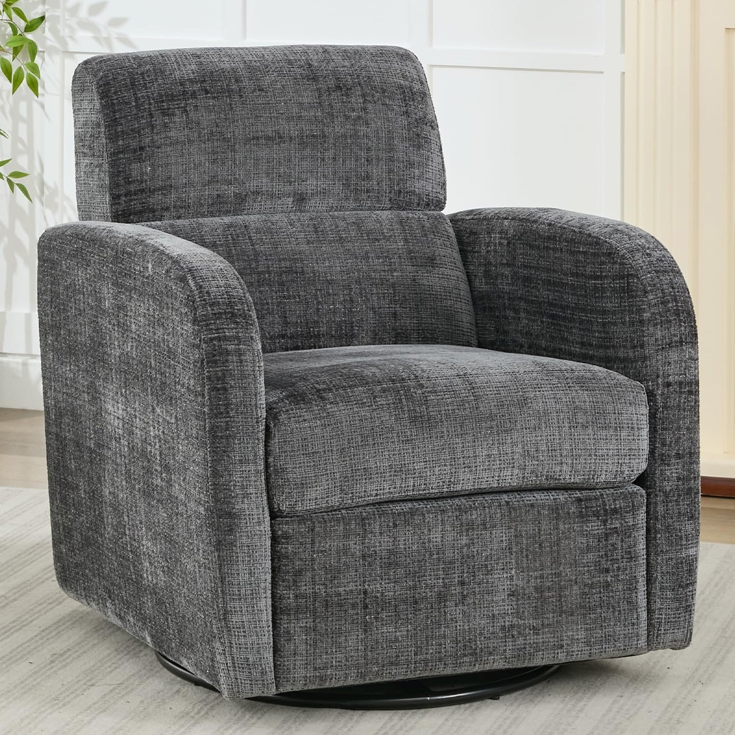 Swivel Glider Accent Chair for Living Room, Glider Nursery Chair, Fabric Upholstered Swivel Rocker Armchair for Bedroom, Study Room, Nursery, Blue