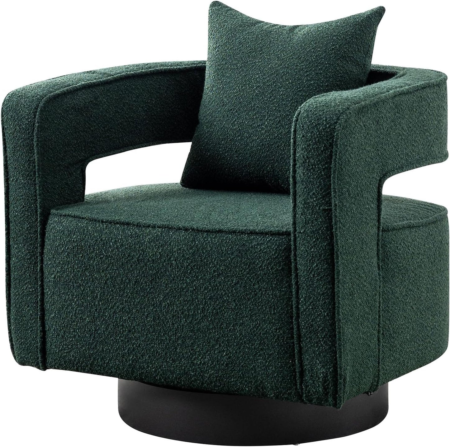 Swivel Barrel Chair Set of 2, Modern Teddy Round Accent Chairs Curved Open Back, 360 Degree Swivel Arm Chair with Pillow, Single Sofa Chair for Living Room Bedroom,Orange