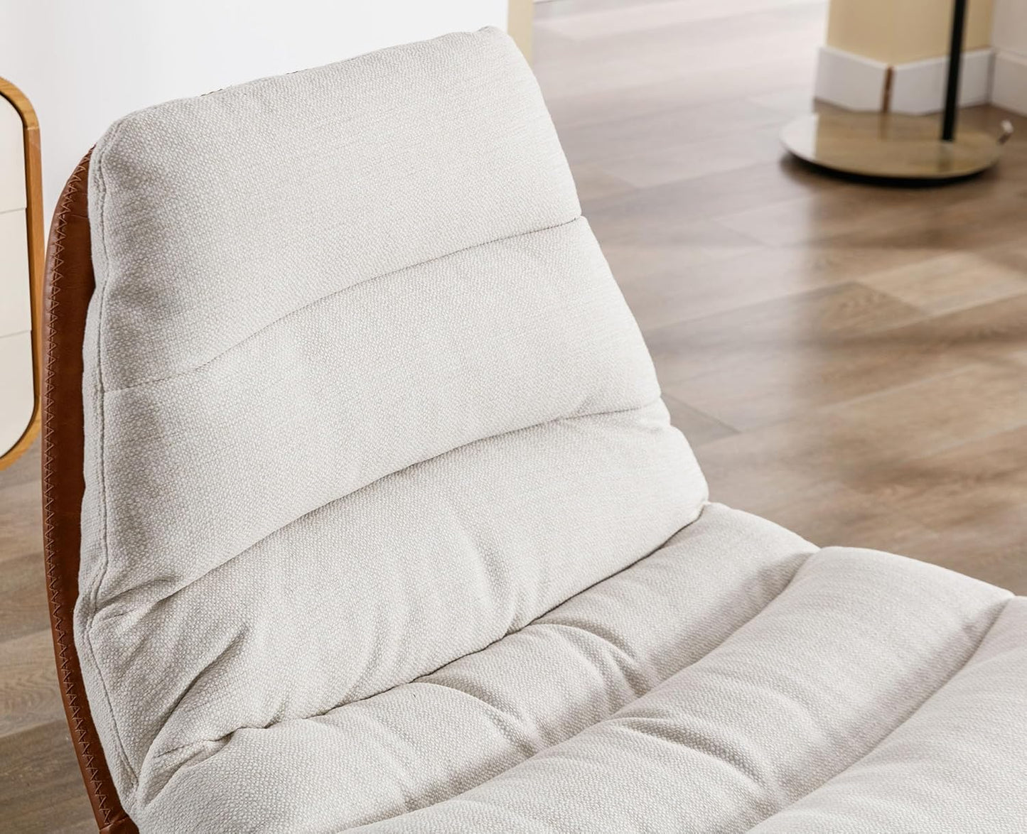 VESCASA Upholstered Swivel Accent Chair with Ottoman, Linen Reading Chair with Footrest, Comfy Lounge Chair Set with Foot Stool for Living Room/Bedroom/Indoor, Cream