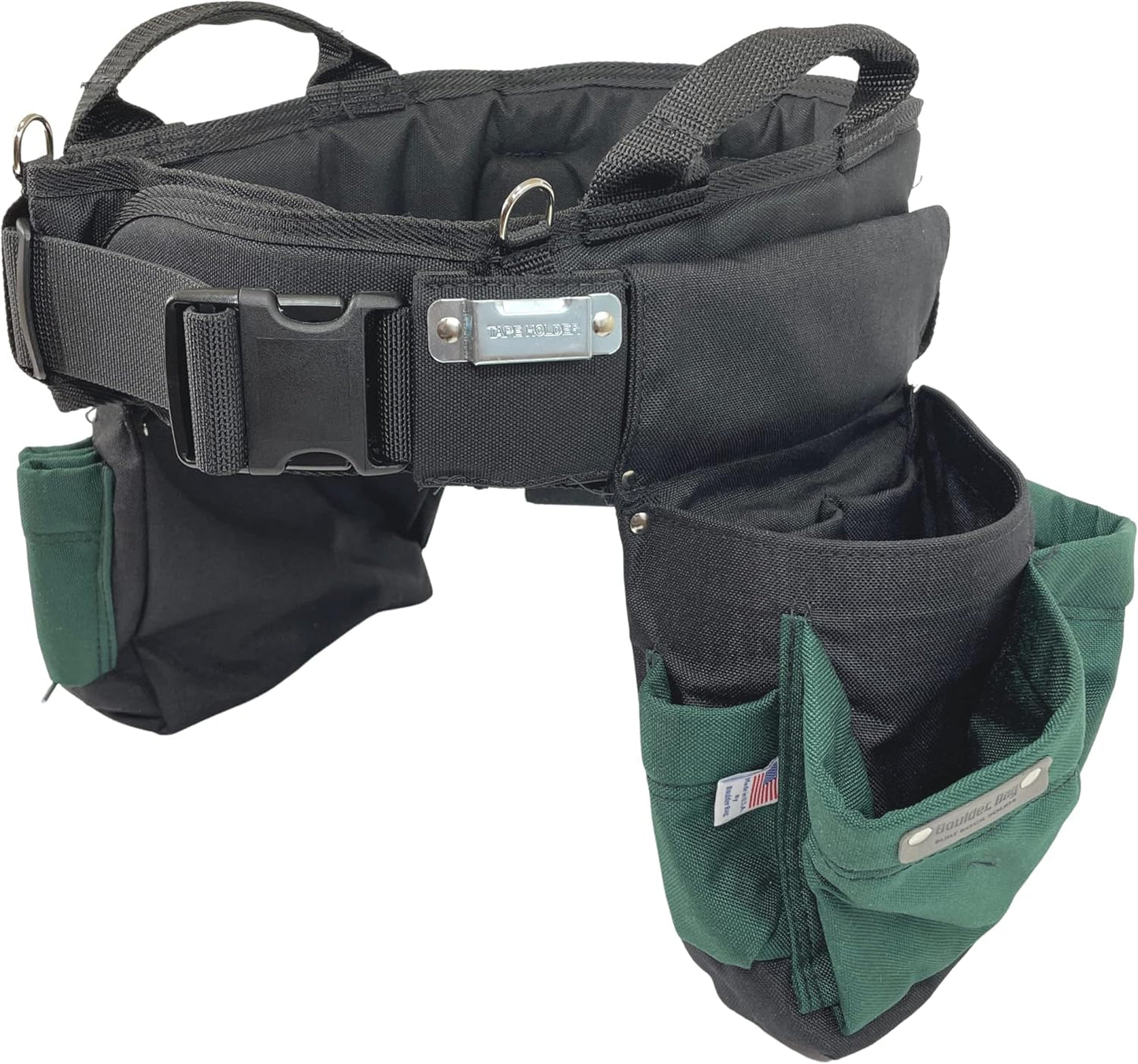 BOULDER BAG Professional Electrician's MAX Combo with Comfort Back Support Tool Belt, Quick Release Buckle, Heavy Duty Work Belt, Black, (Large 33-36 Inches), Made in USA