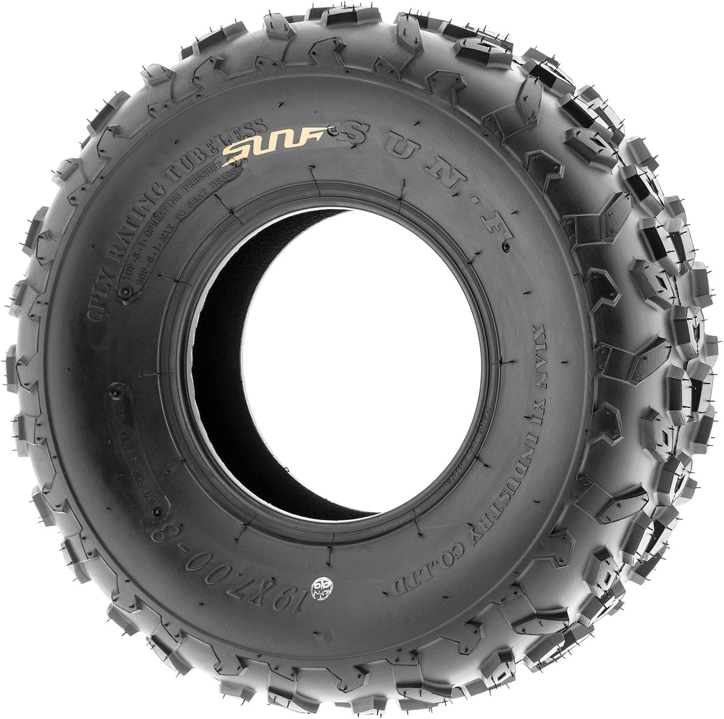 SunF A014 XC Sport-Racing Go-Kart & Quad ATV 19x7-8 Knobby Tire, 6 PR, Tubeless