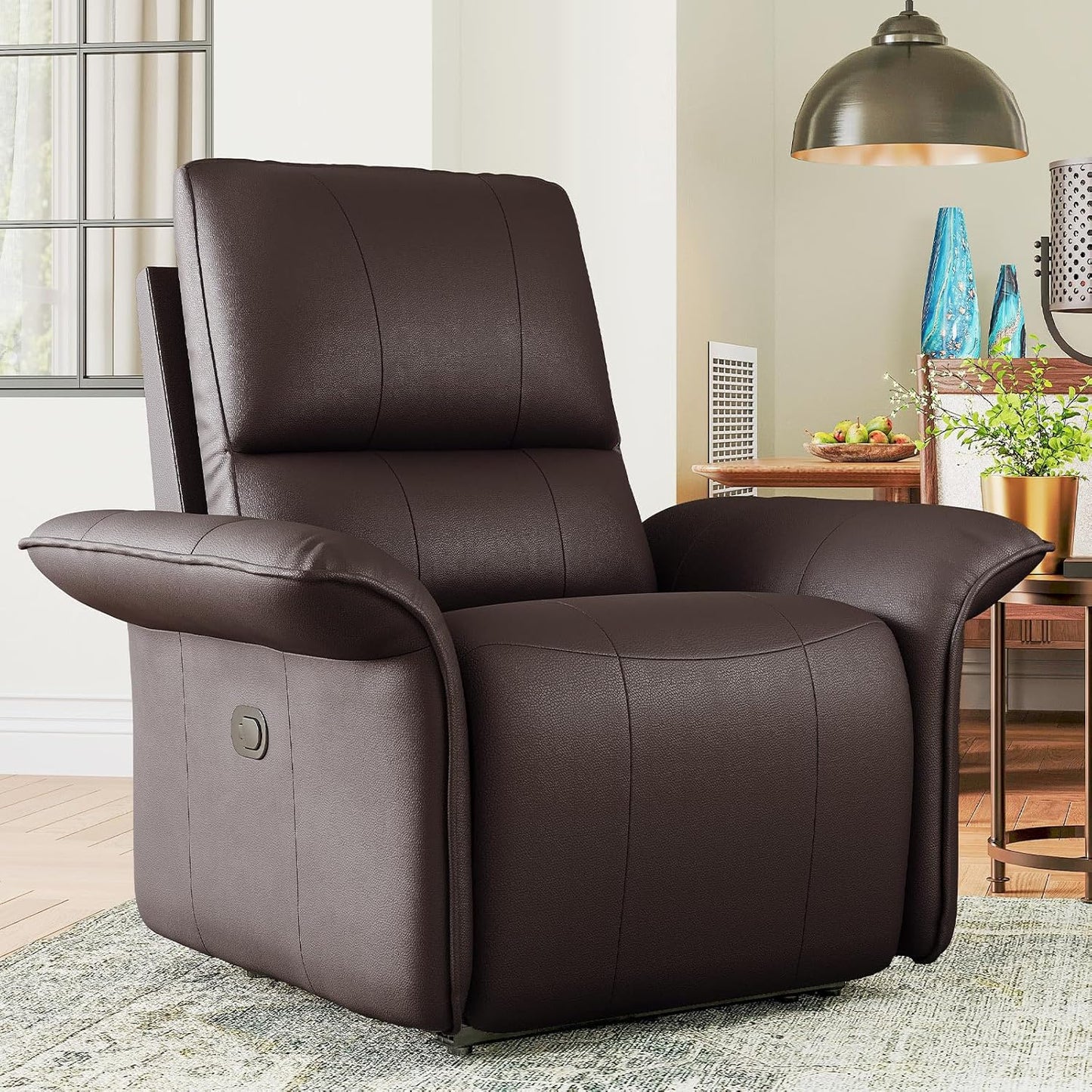 Belffin Leather Loveseat Recliner Sofa for Living Room Oversized Black Manual Reclining Couch for Living Room Double Recliner Home Theater Seating. Black Couch