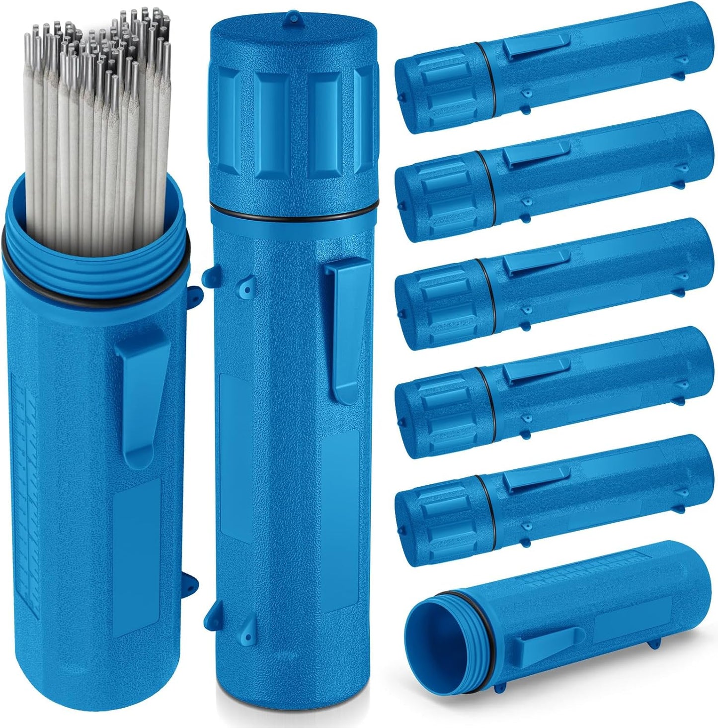 Zonon 8 Pcs Welding Rod Holder Stick Welding Electrode Rod Storage Tube 14 Inch Rod Storage Container Airproof Welding Rod Holder Waterproof Storage Canister for Welding Rod(Red Blue)