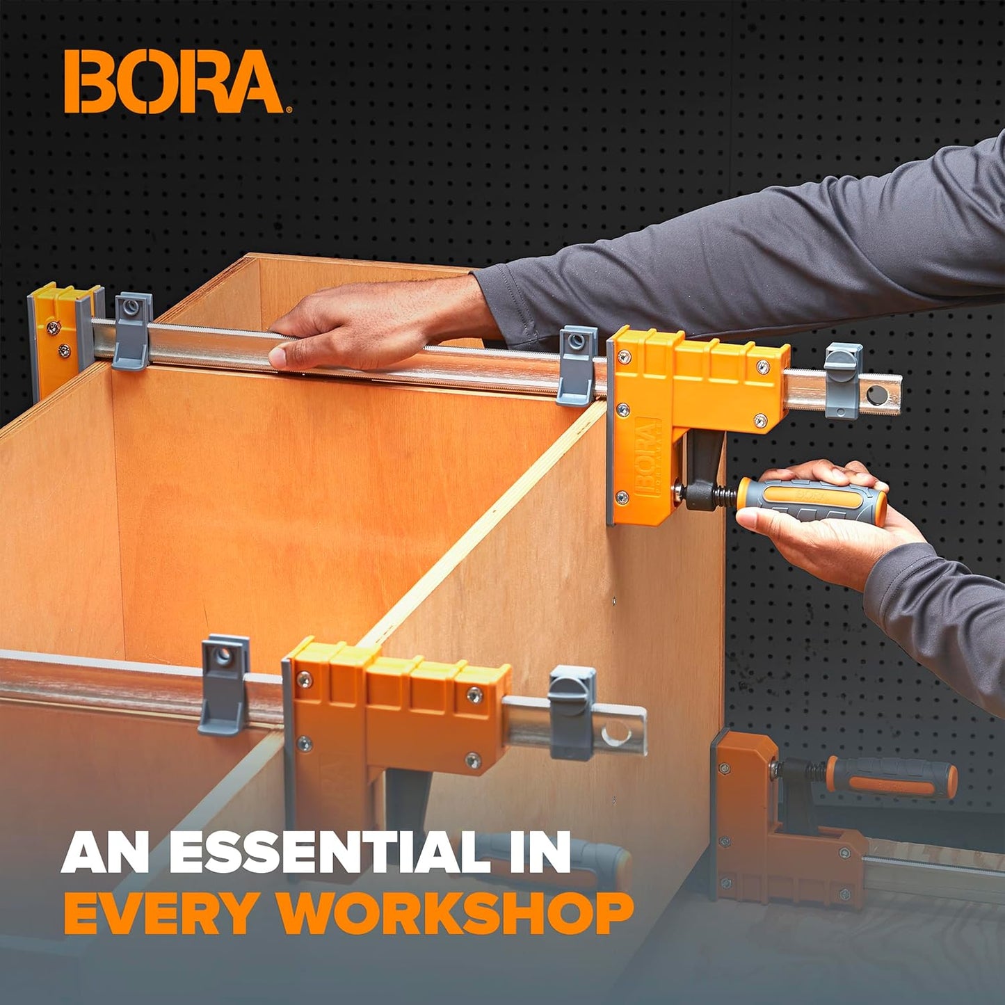 BORA 8pc Parallel Clamp Set, Includes 2 x 24" + 2 x 40" Woodworking Clamps with Rock-Solid, Even Pressure + 4 x Parallel Clamp Blocks, 571650