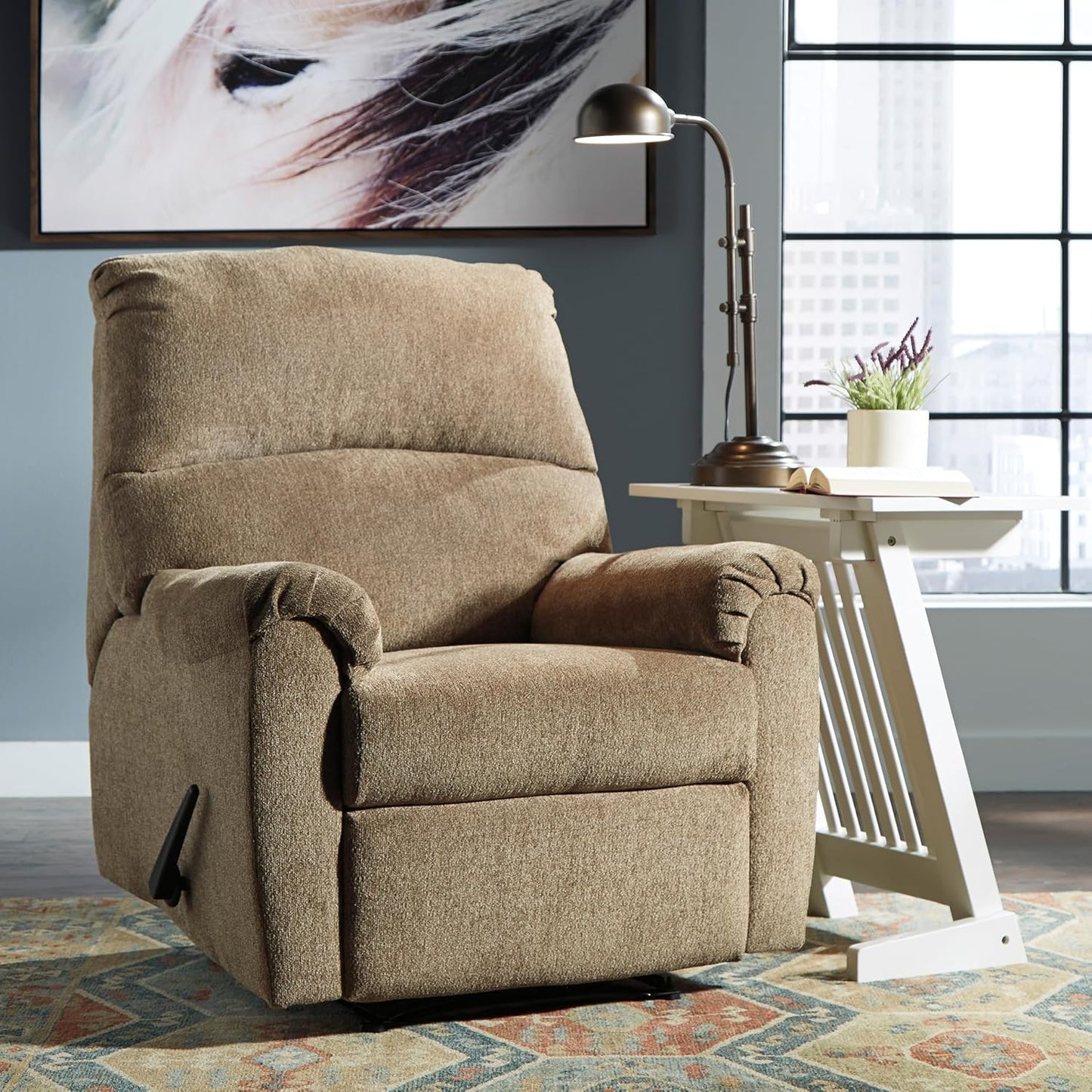 Signature Design by Ashley Nerviano Traditional Zero Wall Recliner, Light Brown
