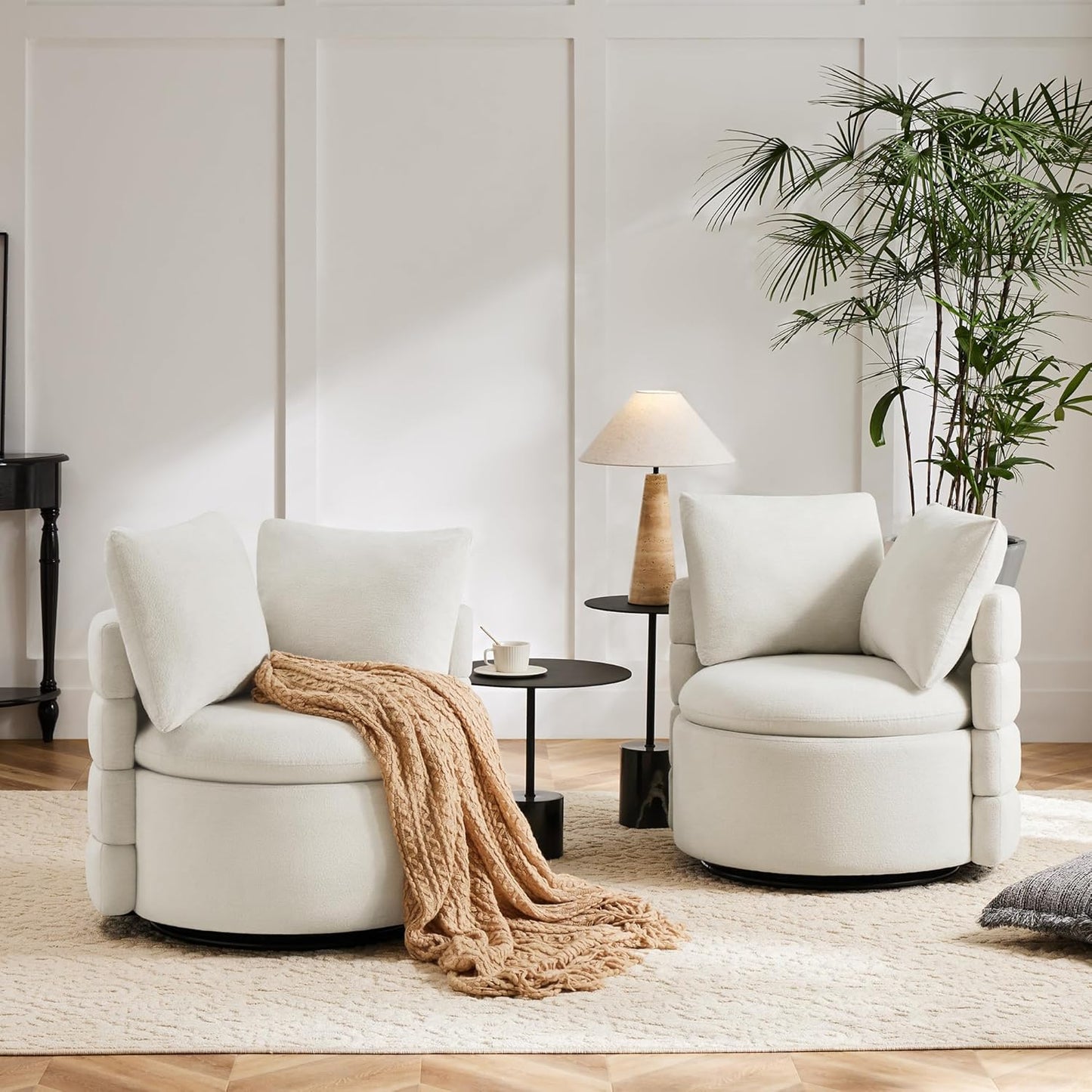Swivel Accent Chair Modern Barrel Armchair with Wood Base for Bedroom Waiting Living Room,1 PCS,Dark Gray