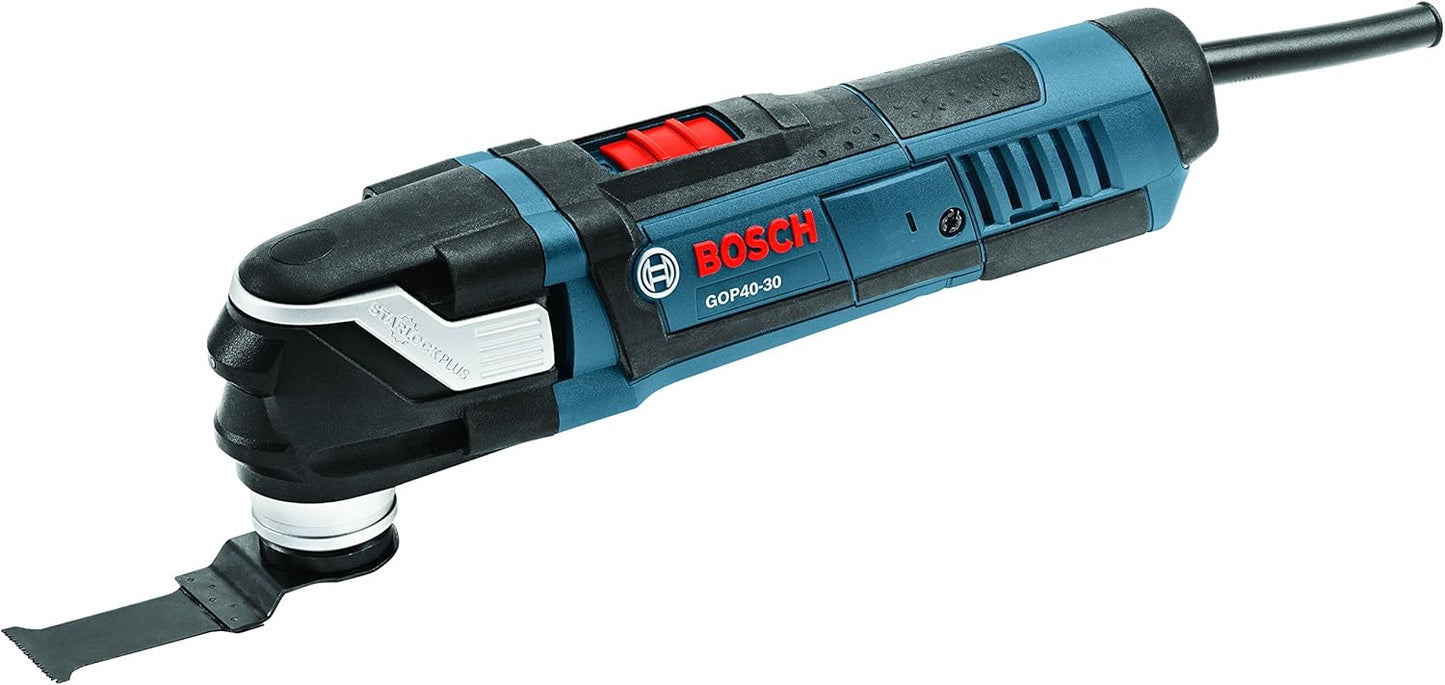 BOSCH GOP40-30C StarlockPlus Oscillating Multi-Tool Kit (32 Accessories & Case) - 4.0 Amp Motor, 20,000 Oscillations per Minute, Variable-Speed Dial - For Flush Cuts, Sanding, and Grinding