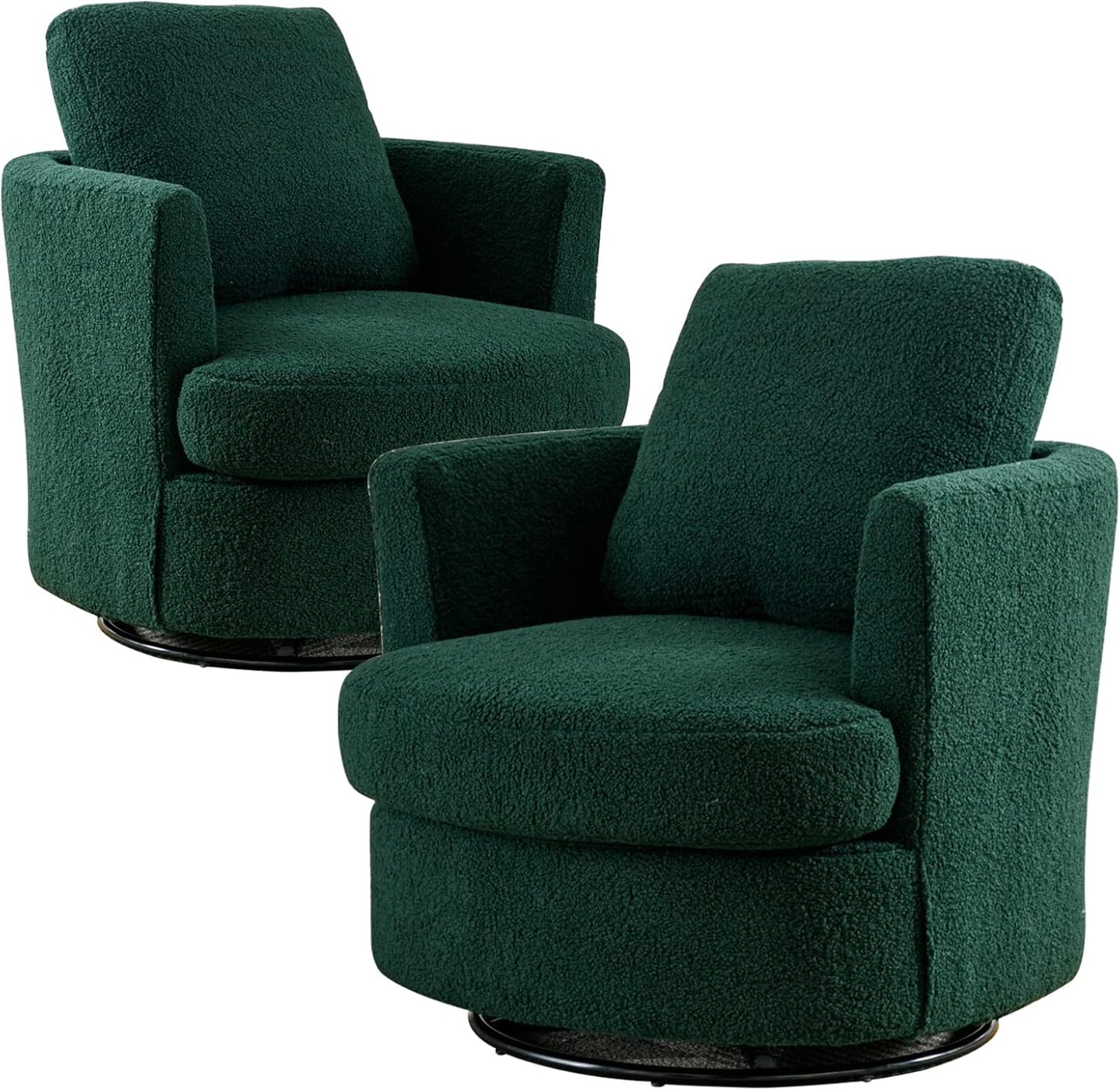 Swivel Accent Chair Set of 2,Teddy Sherpa Round Swivel Barrel Chairs for Living Room Upholstered Modern 360 Degree Swivel Club Chair Comfy Armchair for Nursery Bedroom Office(Dark Blue)