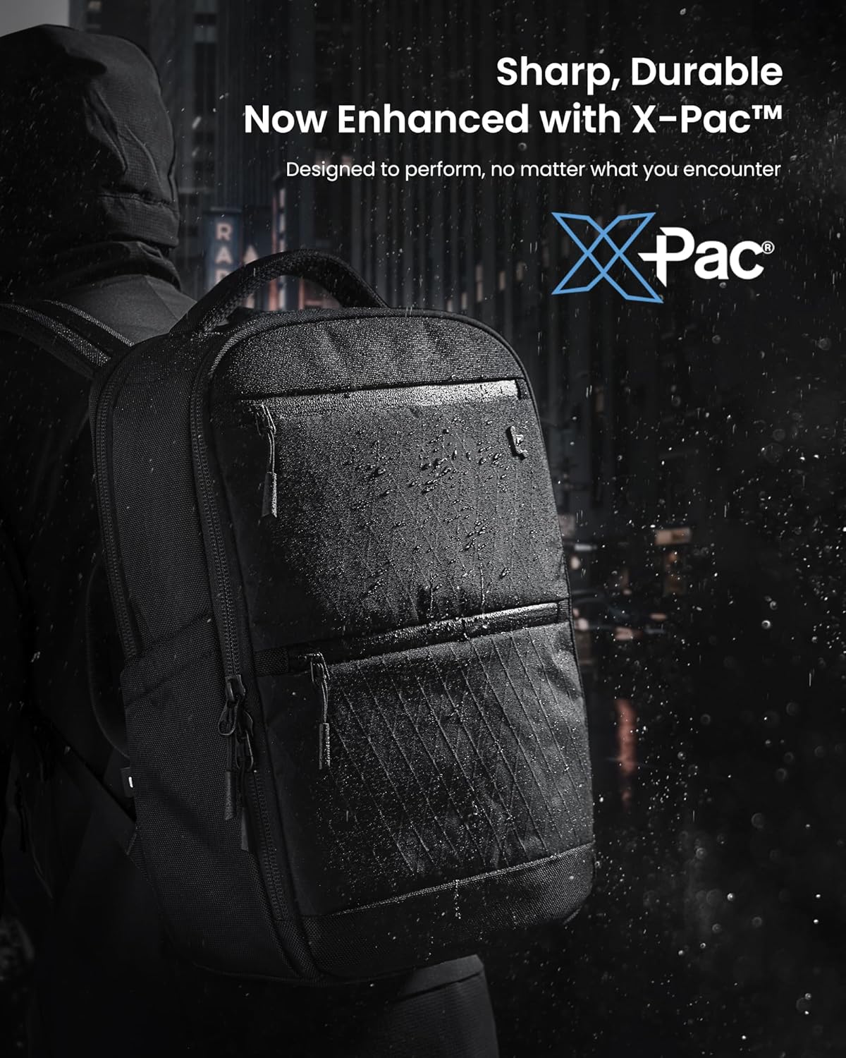 tomtoc Laptop Backpack X-Pac Techpack Designed for Business Professional Commuter, City Compact Backpack for 16-inch MacBook Pro, Black