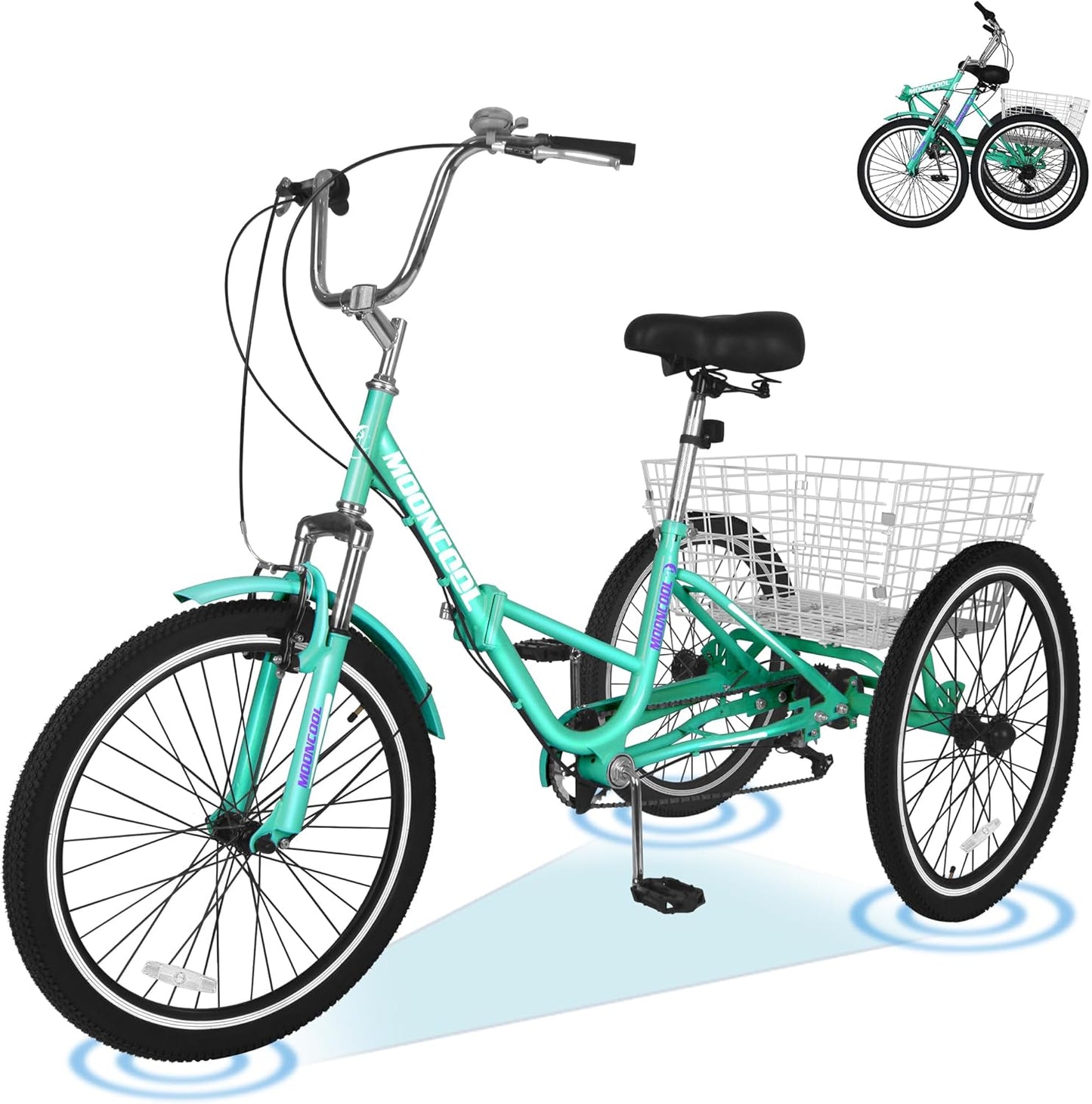 ABORON Adults Tricycle, 3 Wheels Bike for Adult, Tricycle for Adults, Double-Wall Wheel Rims, Tricycle for Women Men Exercise Outdoor Sports