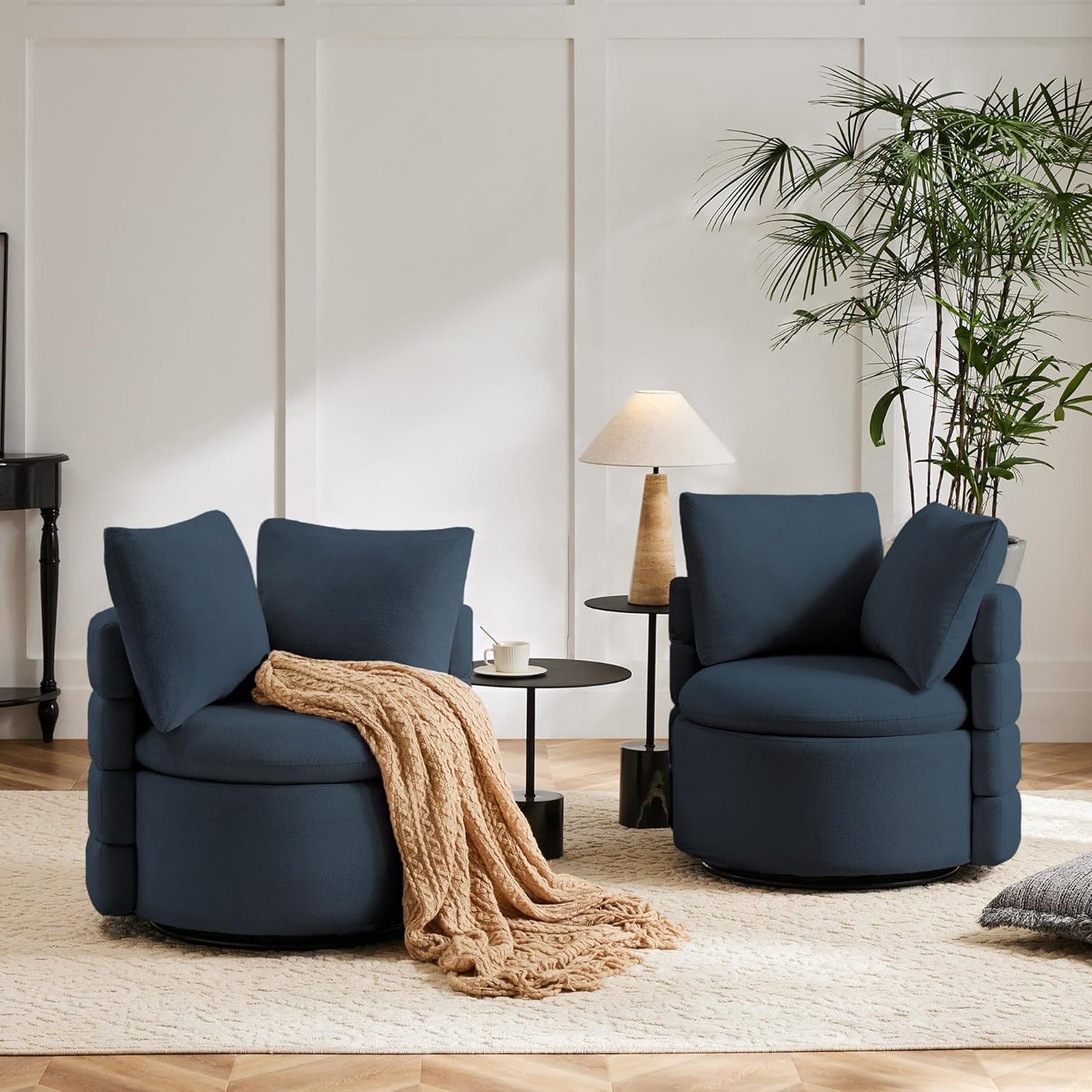 Swivel Accent Chair Modern Barrel Armchair with Wood Base for Bedroom Waiting Living Room,1 PCS,Dark Gray