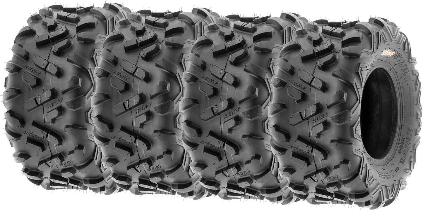 Set of 4 SunF Power.II ATV UTV Tires 23x7-10 Front & 22x10-10 Rear, All-Terrain Off Road, 6 PR, A051
