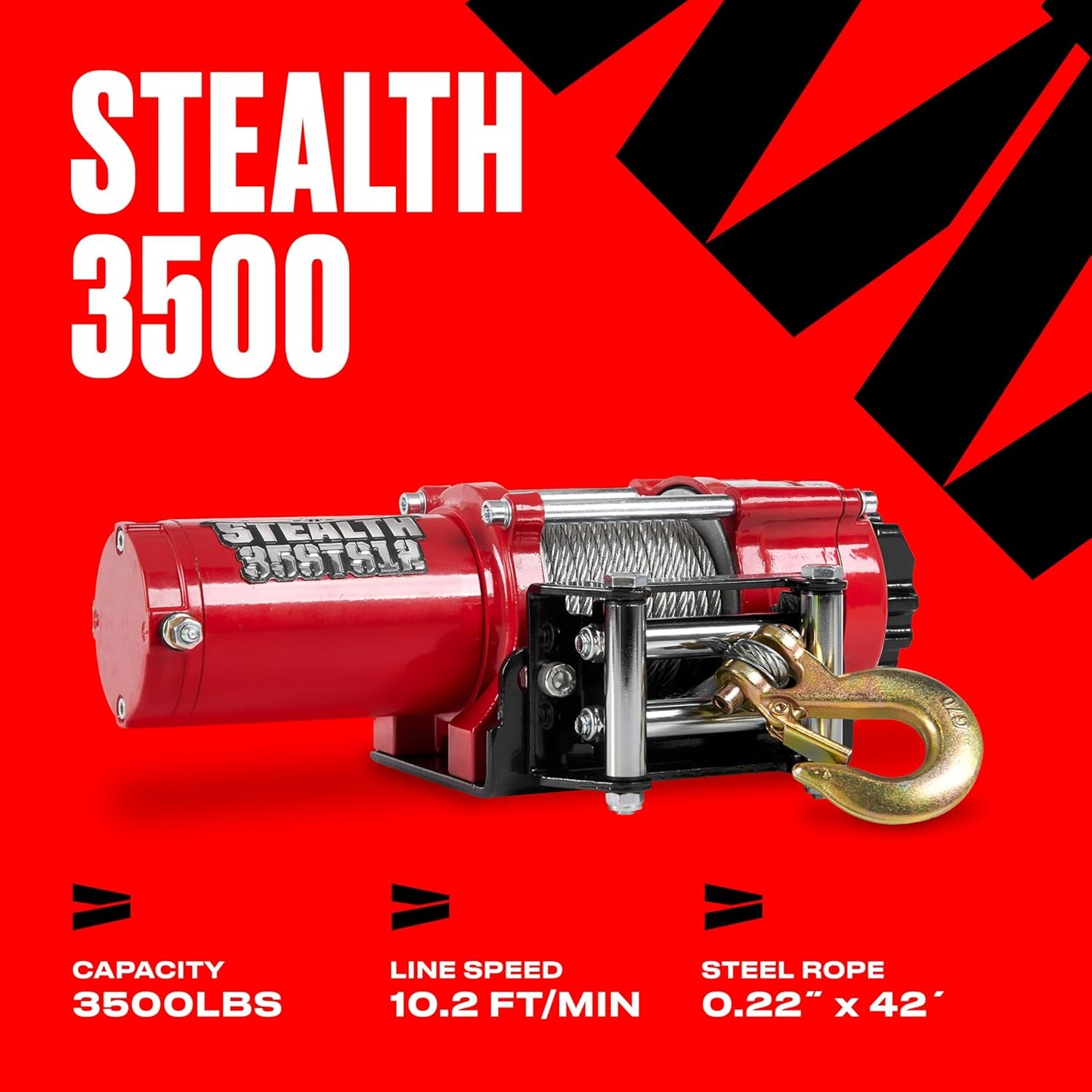 Stealth Winches 3500 lb 12V Electric Winch for ATV UTV Jeep Truck Trailer Car Towing Vehicle Recovery, Portable Heavy Duty Off Road Winch with Remote Kit, Steel Rope, Roller Fairlead & Mounting Plate