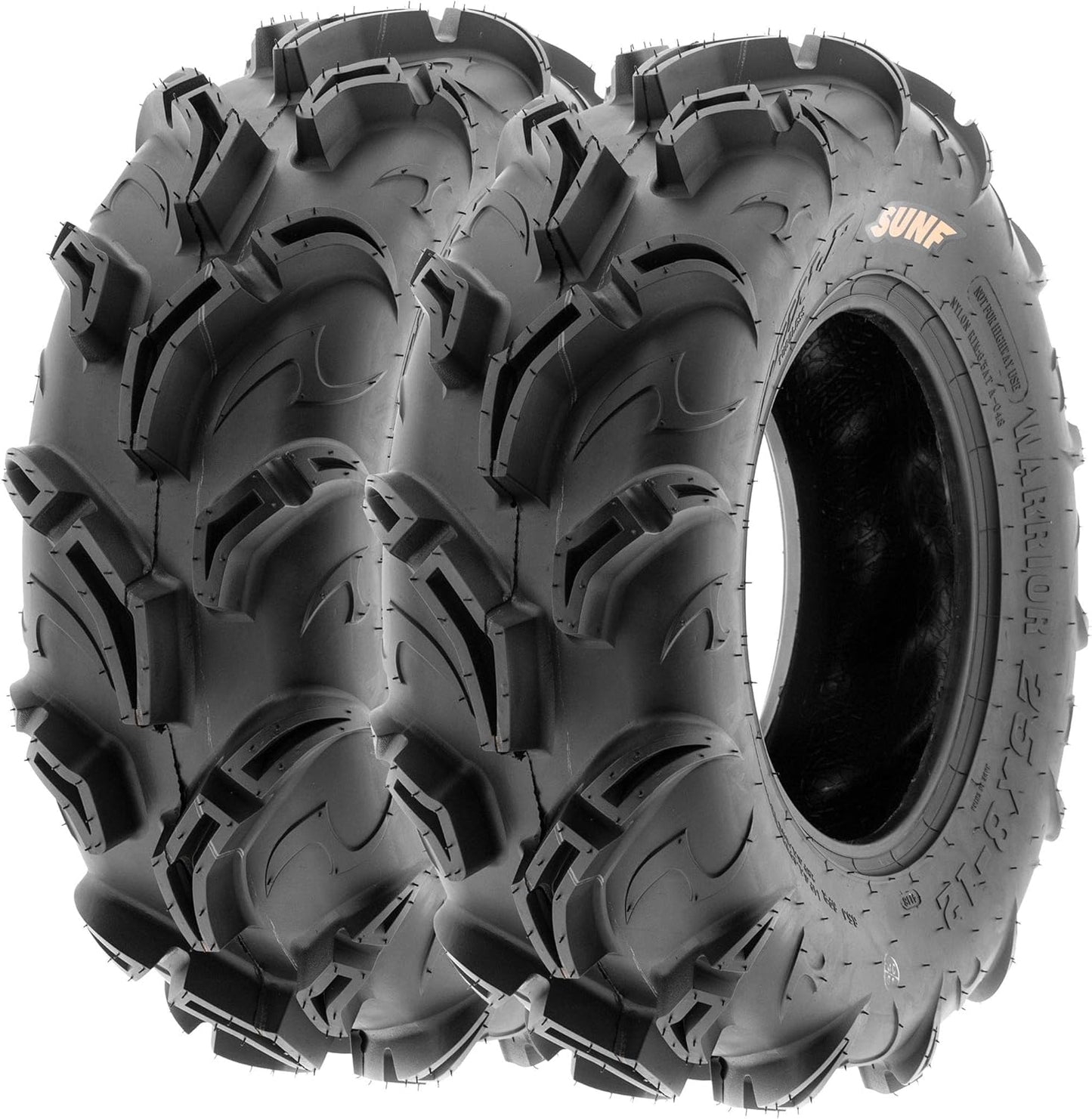 Set of 4 SunF Warrior AT Mud & Trail 27x9-12 Front & 27x11-12 Rear ATV UTV Off-Road Tires, 6 PR, Tubeless A048
