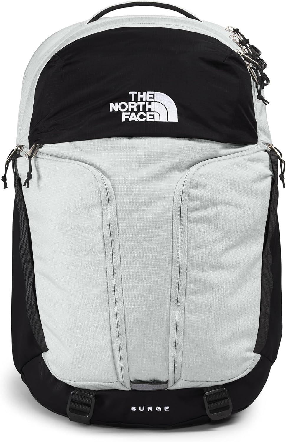 THE NORTH FACE Surge Commuter Laptop Backpack | Daypack with Water Repellent Finish, 16" Laptop Sleeve, Reflective Details, Asphalt Grey Light Heather/TNF Black-NPF, One Size