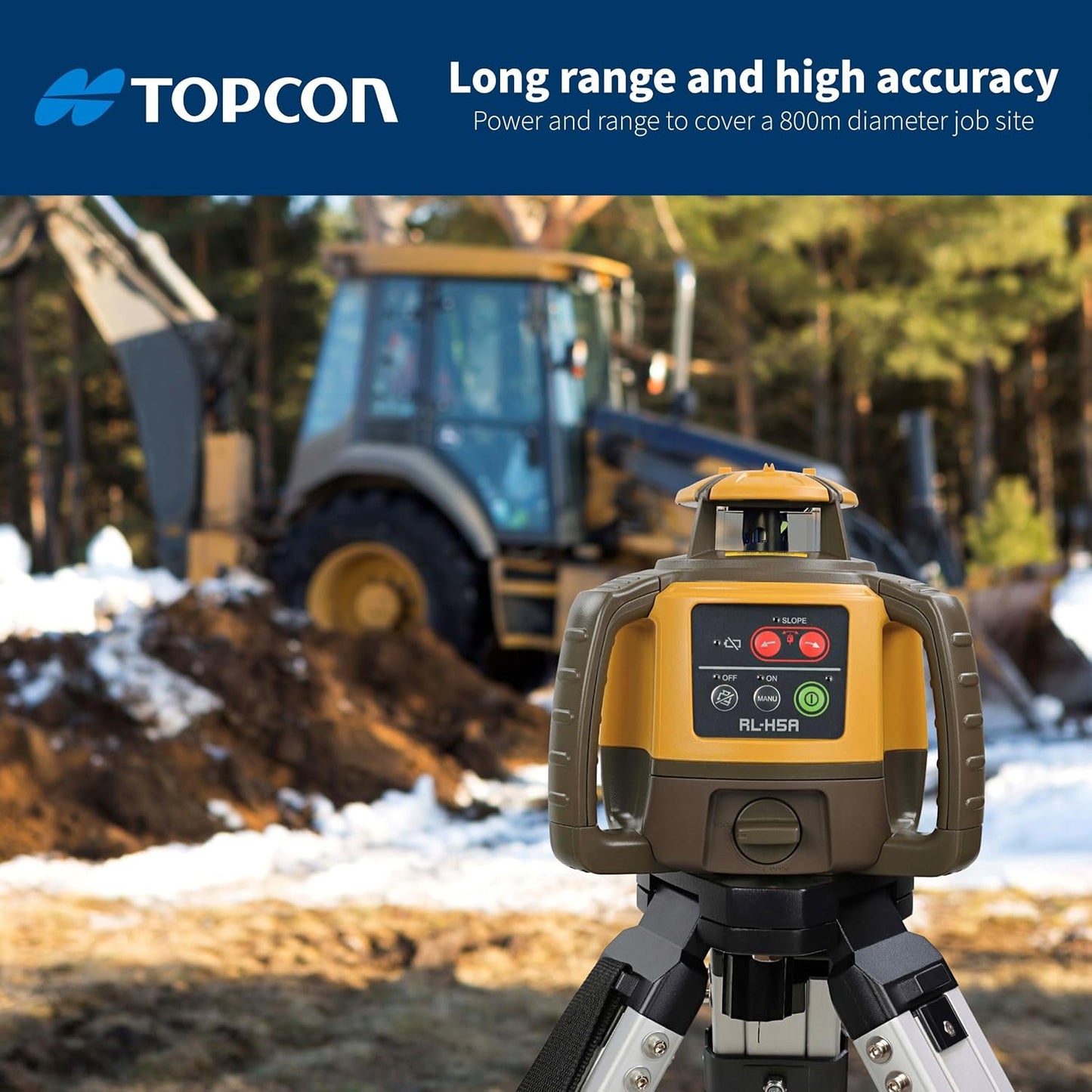 Topcon RL-H5A Laser Transit Leveler Kit - LS-80X Rotary Laser Receiver with Rod Bracket - 36-60in Precision Level 360 Laser Tripod - 13ft Fiber Rod Level Tool with Inch Increments for Construction