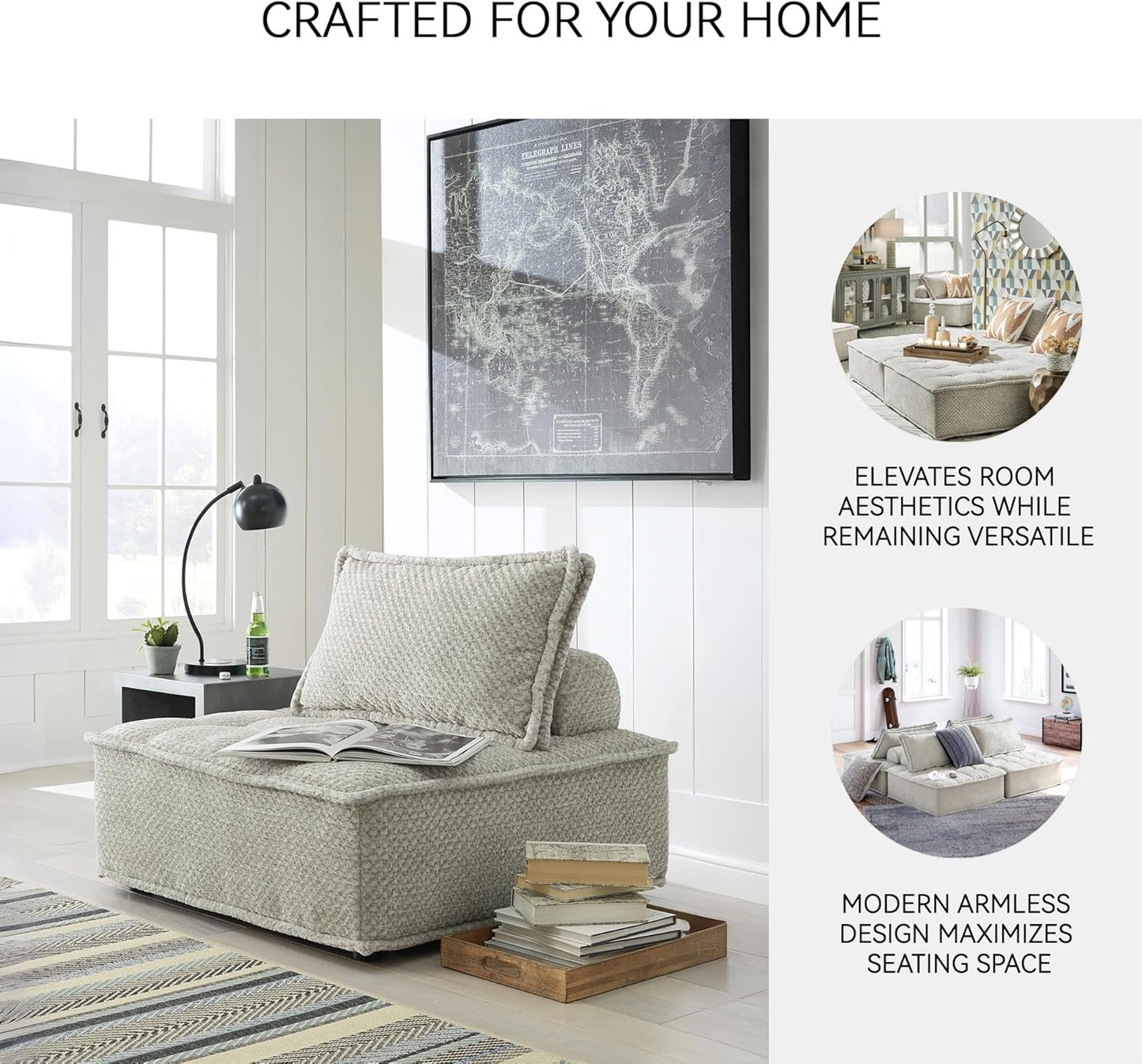 Signature Design by Ashley Bales Low Profile Floor Seating Accent Chair, Gray