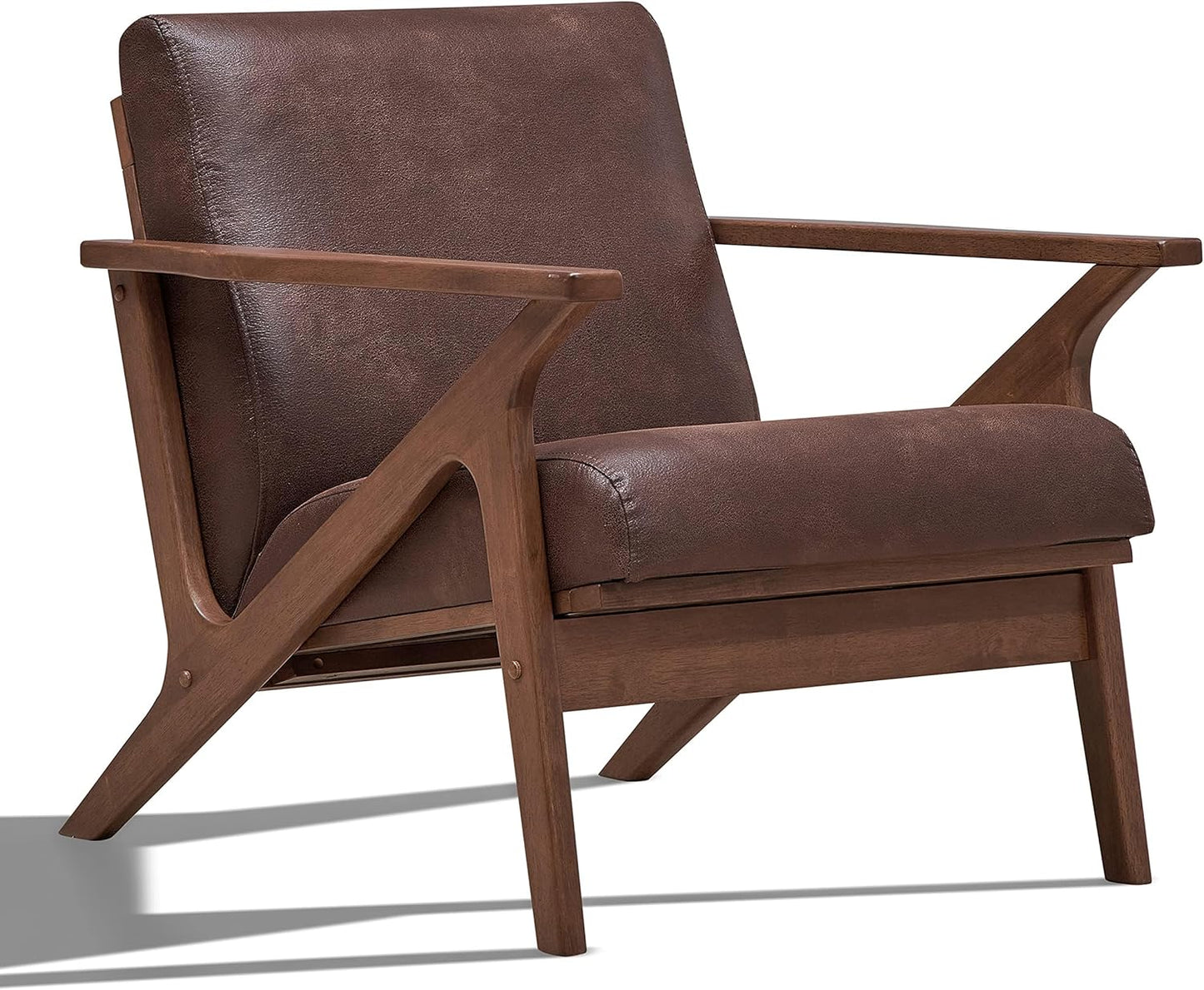 Zola Mid Century Modern Accent Chair Arm Chair, Living Room Furniture, Gold Velvet/Walnut