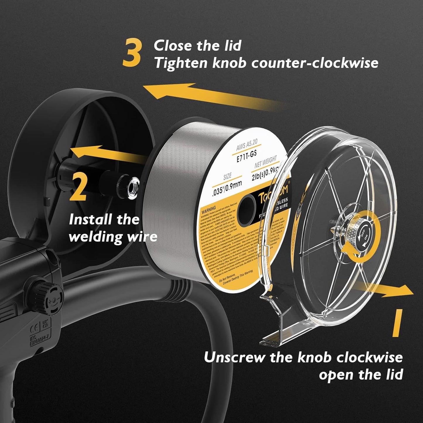 TOOLIOM Spool Gun 150A Aluminum MIG Welding Euro Connection for TOOLIOM TL-200M&TL-250M