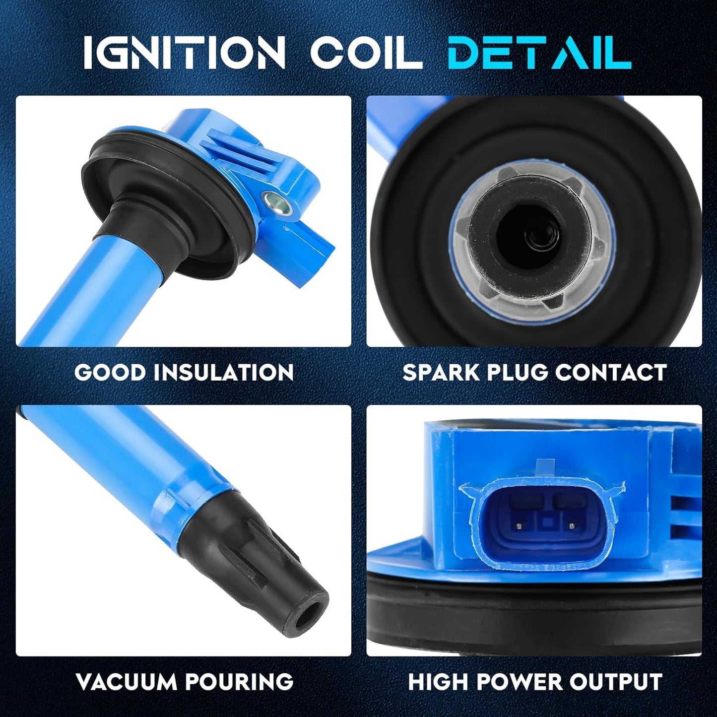 Blue Set of 6 Ignition Coil Pack 3.5L 3.7L Compatible with Ford Edge Explorer F-150 Flex Fusion Mustang Taurus Transit-150 250 350, Lincoln MKT MKX MKZ, Mazda 6 CX-9 Replace DG520 UF553