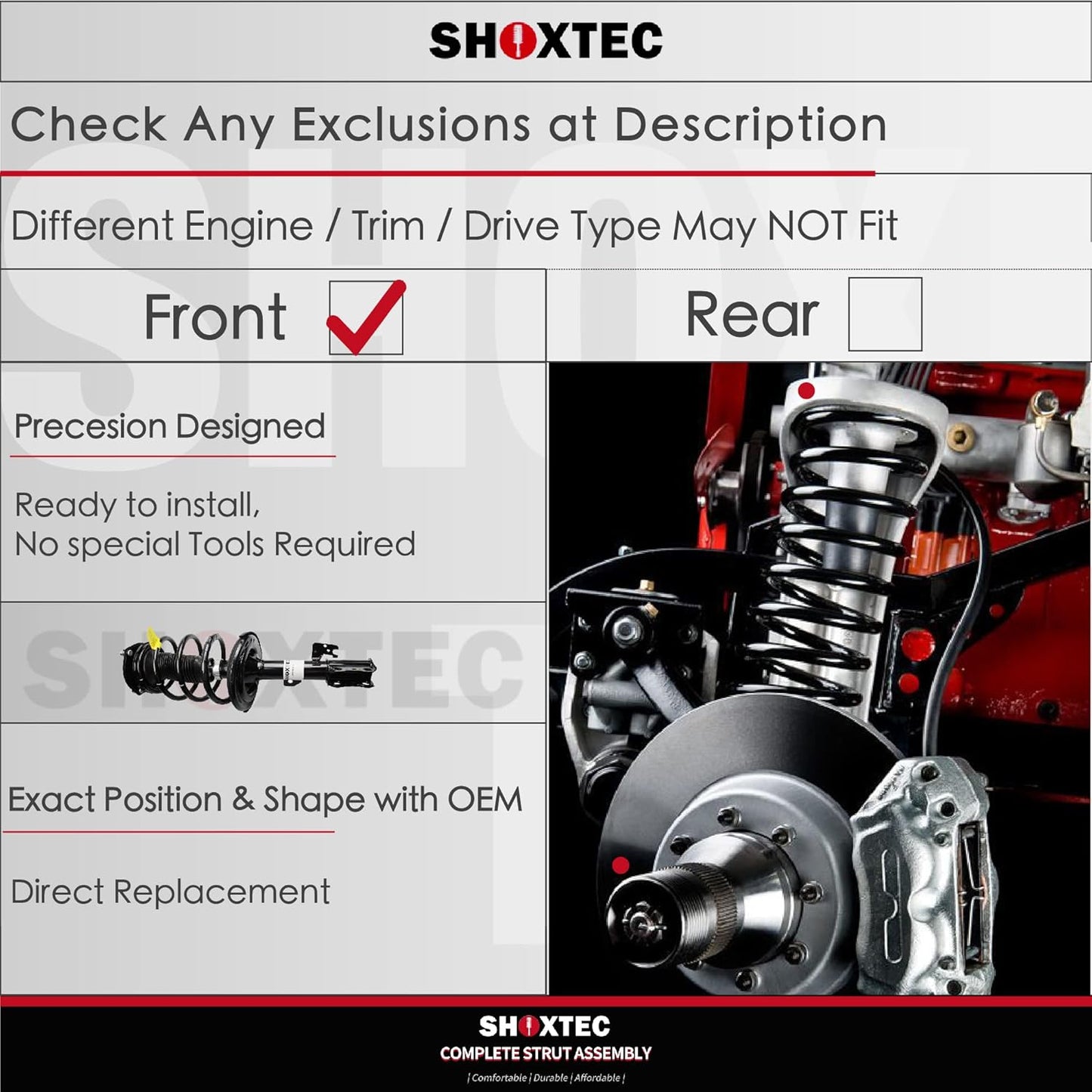 Shoxtec Front Pair Complete Struts Replacement for 2013-2015 Honda Civic Repl. Part No.272926 272925