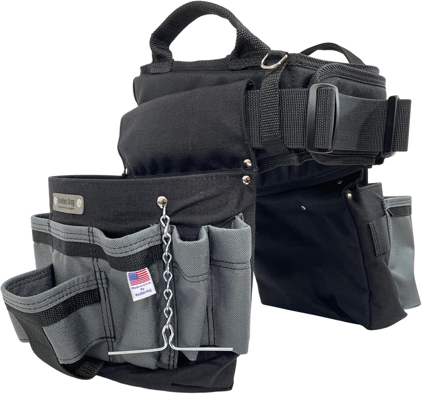 BOULDER BAG Ultimate Electrician's MAX Combo with Comfort Back Support Tool Belt, Quick Release Buckle, Heavy Duty Tool Belt, Tan (Medium 28-32 Inch Waist), Made in USA