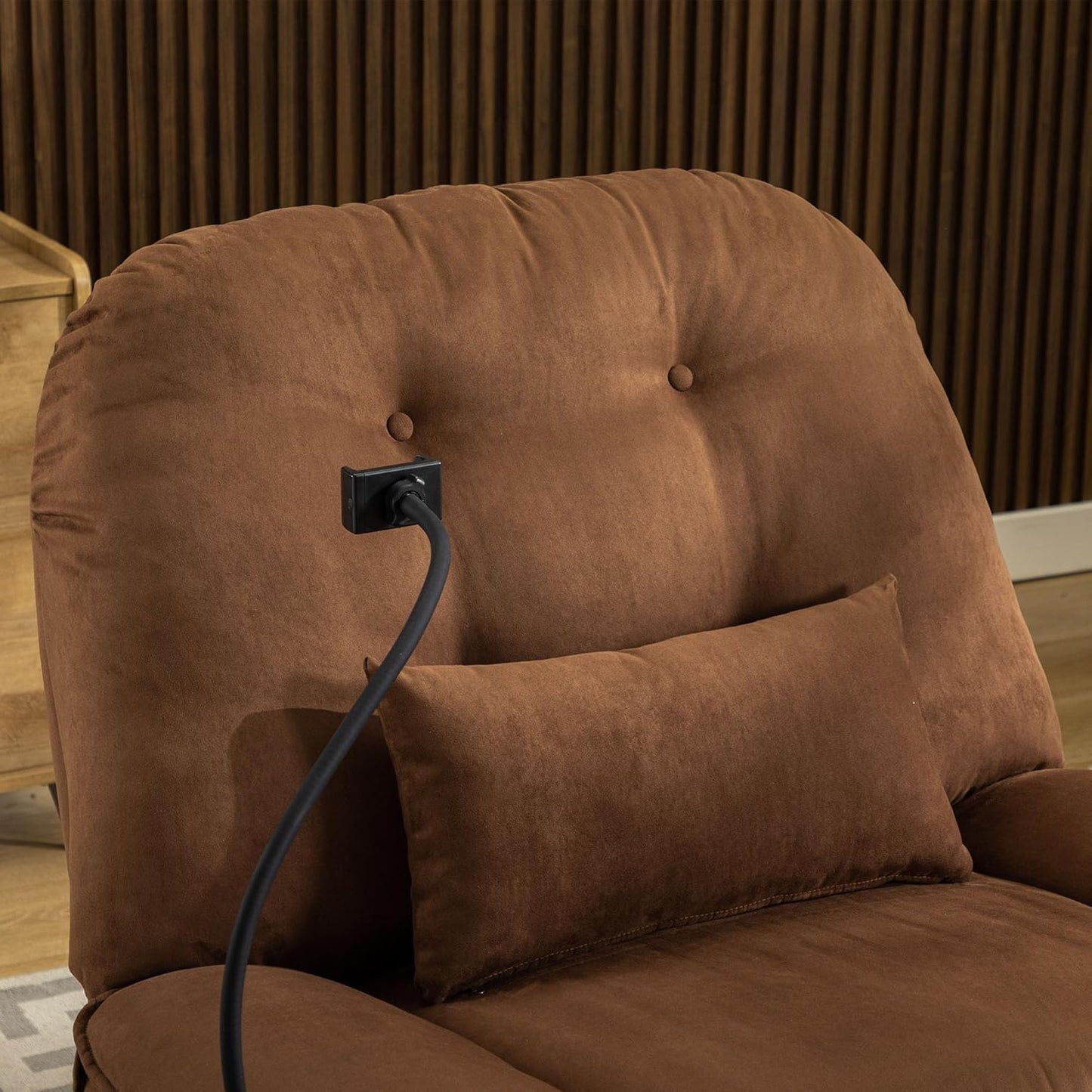 Smart Oversized Electric Recliner Chair, 360° Round Swivel Rocking Glider Rocker for Adults Modern Comfy Ergonomic Chaise Lounge Indoor, Theater Seating Living Room Chairs Reading, Dark Brown Fabric