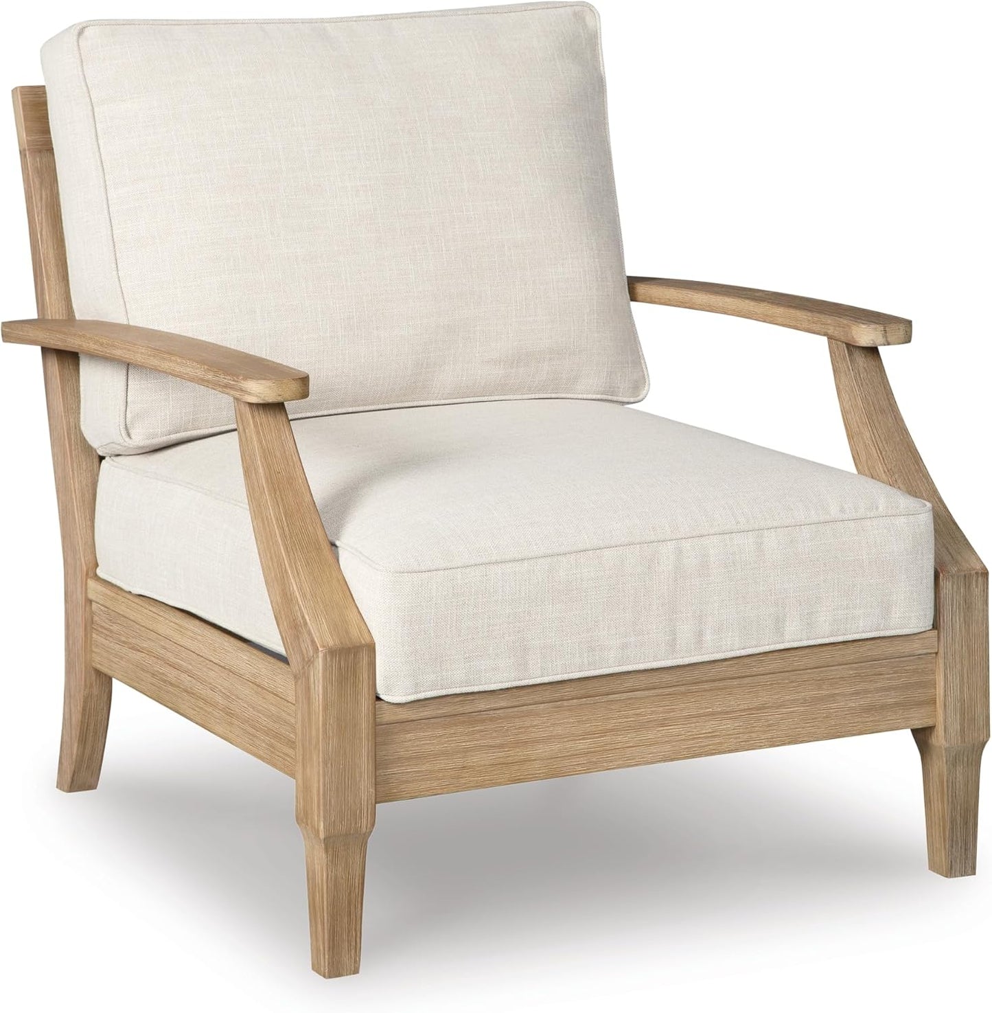 Signature Design by Ashley Carter Hall Outdoor Eucalyptus Patio Sofa with Cushion, Beige