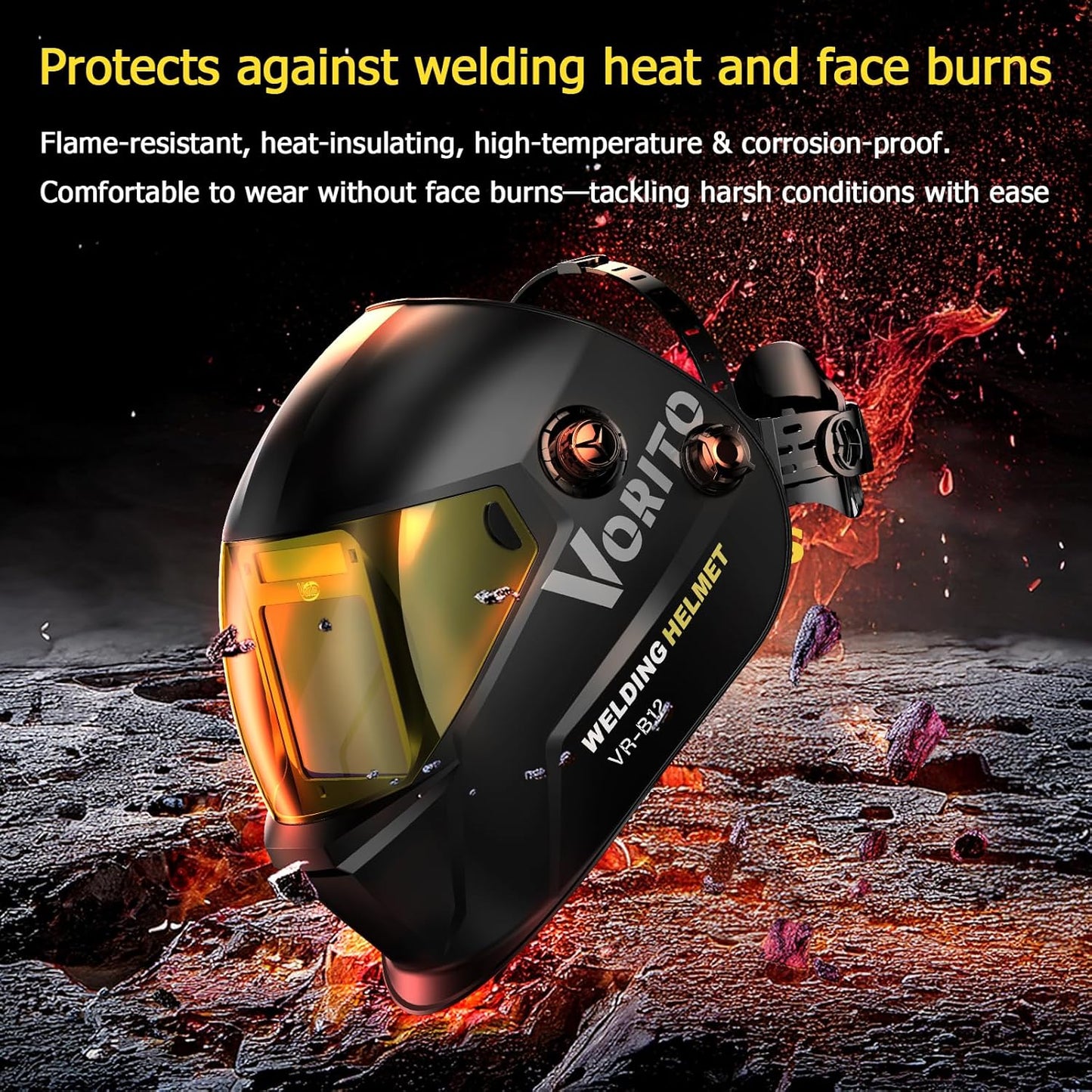 Welding Helmet Auto Darkening Welding Hood 1/1/1/1 Optical Clarity,Large Viewing Screen,True Color Solar Powered,4 Arc Sensor Wide Shade 4/5-9/9-13 Welding Mask with for TIG MIG ARC