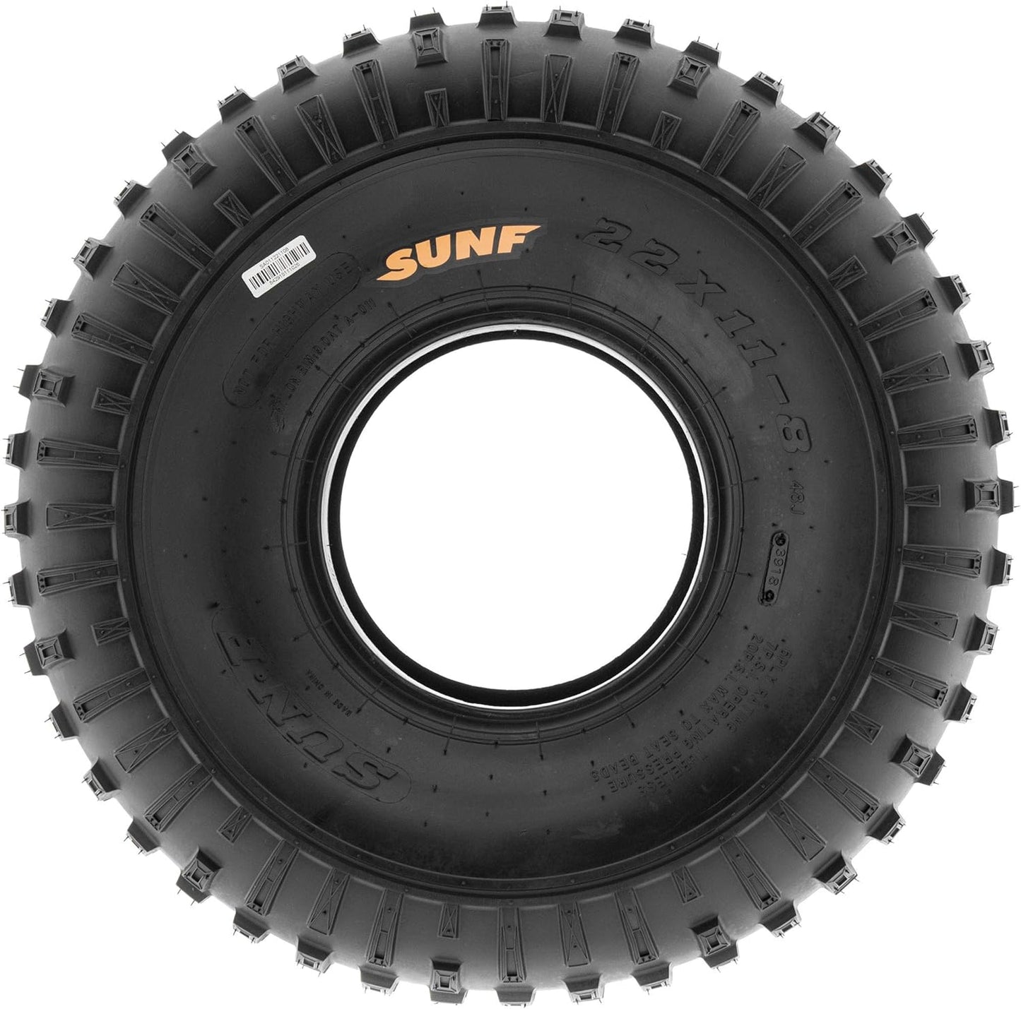 SunF A011 Sport XC ATV Golf-Cart Lawn-Mower Tire 22x11-8, 6 PR, Square-Knobby Tread, Tubeless