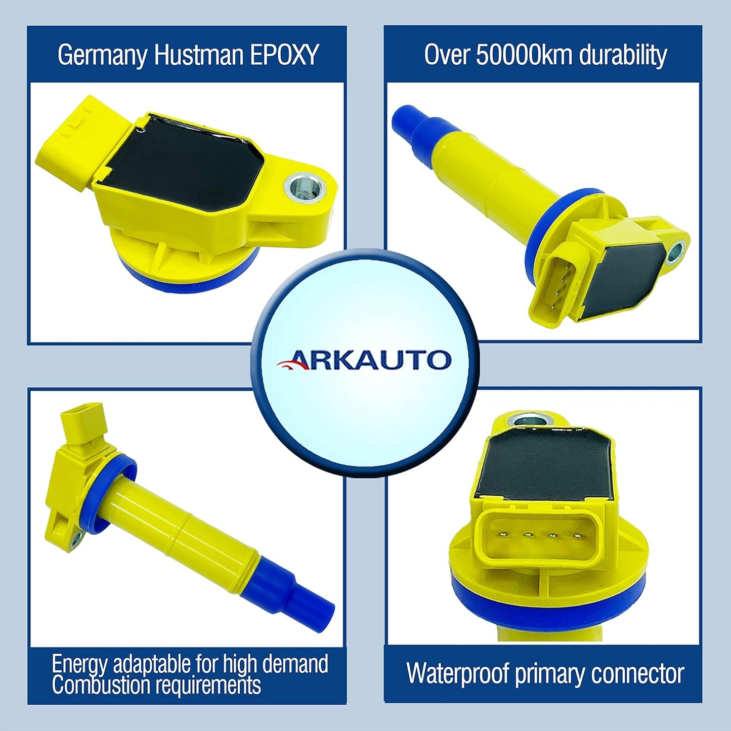 4PCS ARKAUTO HIGH PERFORMANCE IGNITION COILS 9091902244 9091902243 9091902266 9008019023 UF333 FOR TOYOTA Corolla Camry Highlander Matrix RAV4 Solara Scion tC xB Lexus ES240 HS250H 2.0 2.4 L4 1AZ 2AZ