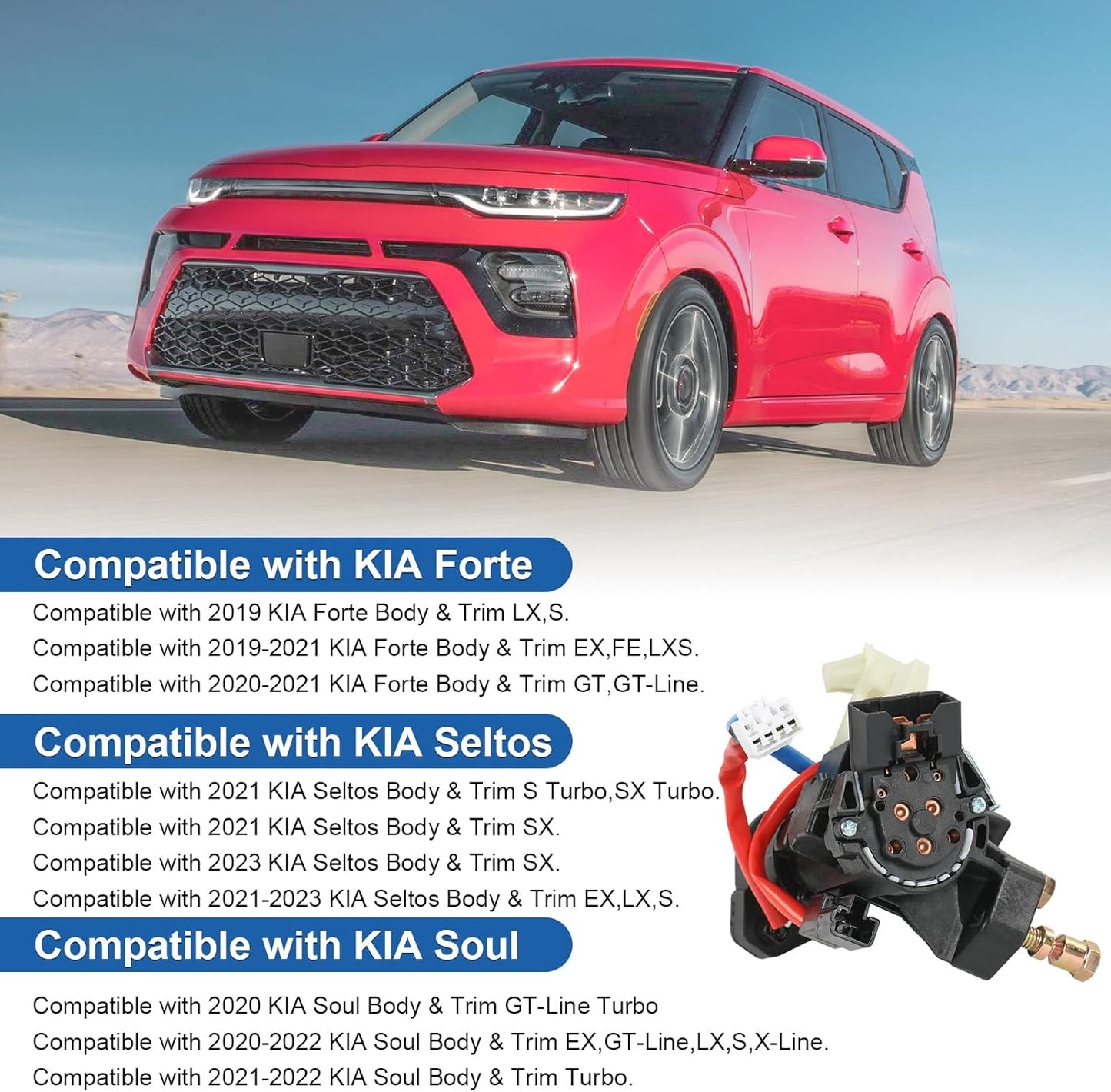 81910-M7110 Ignition Lock Switch Assembly Compatible with 2019-2021 KIA Forte 2021-2023 Seltos 2020-2022 Soul Ignition Lock Housing Cylinder Replace#81910M7110 81900-M7E00, 81905-M7140