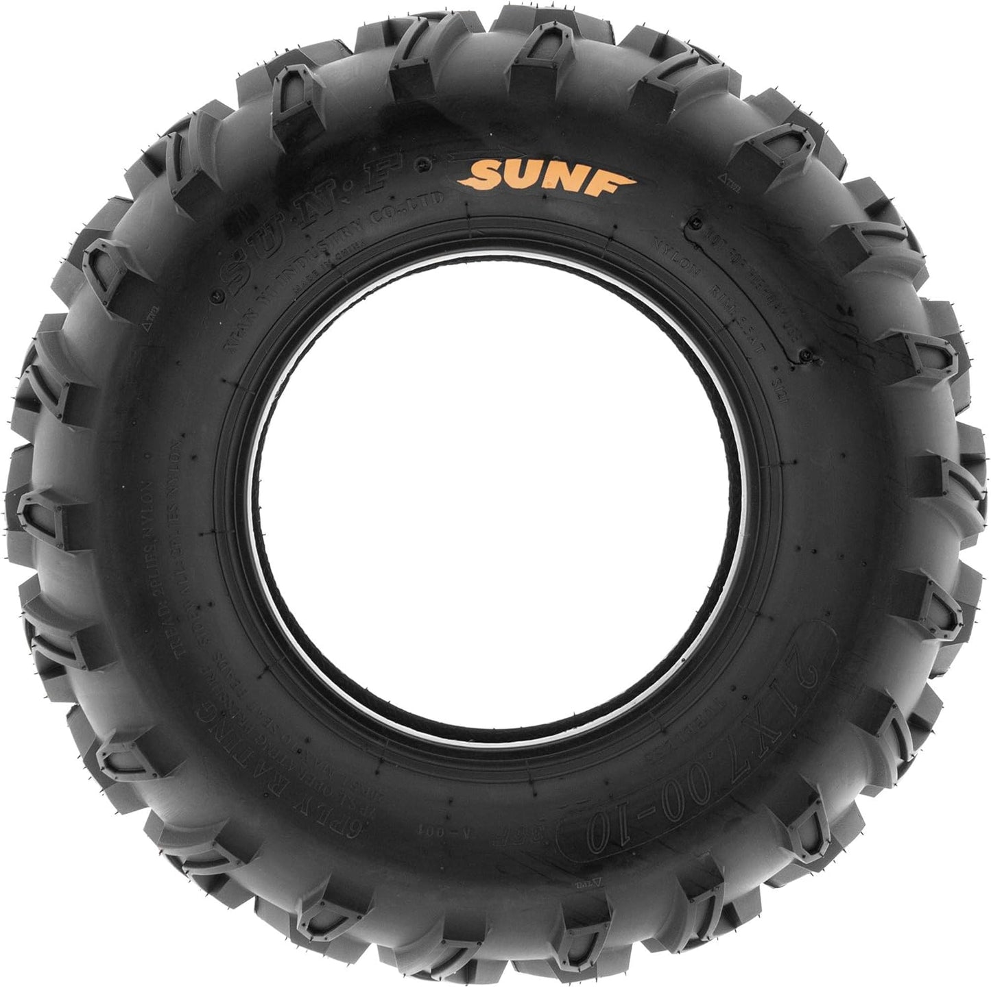 SunF 21x7-10 Front & 22x10-10 Rear 6 Ply ATV/UTV Off Road Tires A001, (Set Bundle of 4)