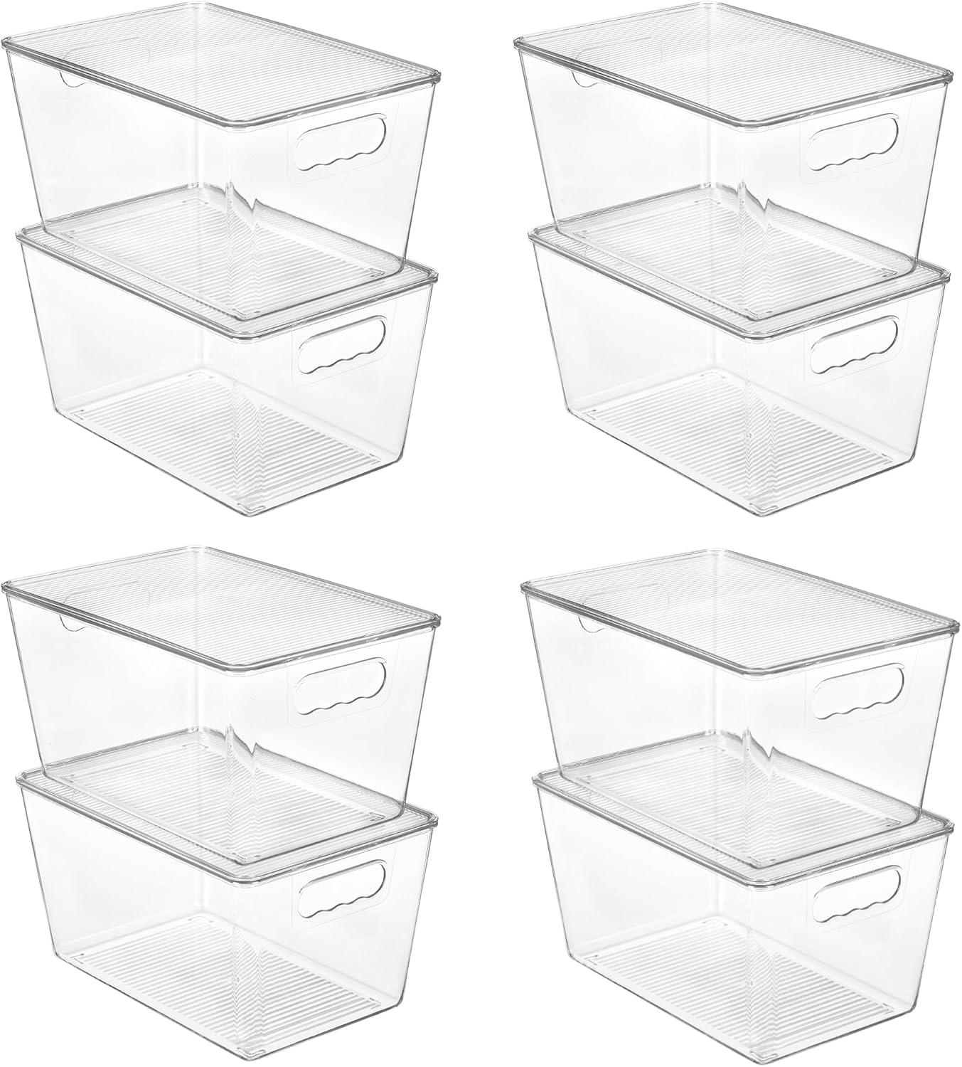 Vtopmart 6 Pack Clear Stackable Storage Bins with Lids, Large Plastic Containers with Handle for Pantry Organizer and Storage,Perfect for Bathroom,Cabinet,Kitchen,Fridge,Closet Organization