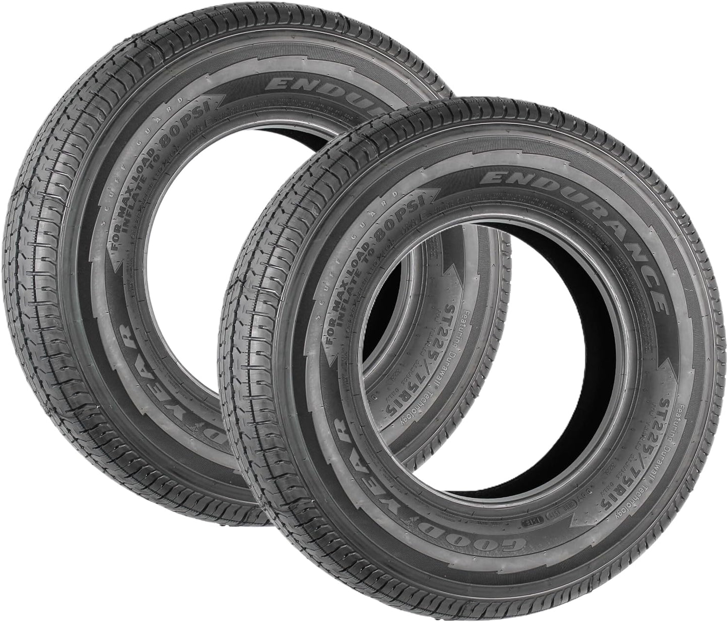 2-Pack Fits Goodyear Endurance All Season Trailer Tire ST225/75R15 E/10 117N