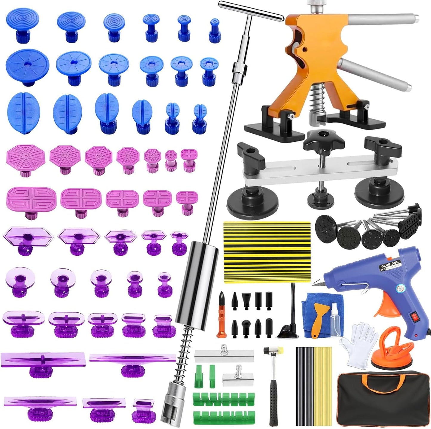 150 Pcs Paintless Dent Repair Kit, Car Dent Puller Kit, Removal Tools with Reflector Board – Dent Puller for Car Body, Big & Small Dents, Door Dings, Creases, Hail Damage