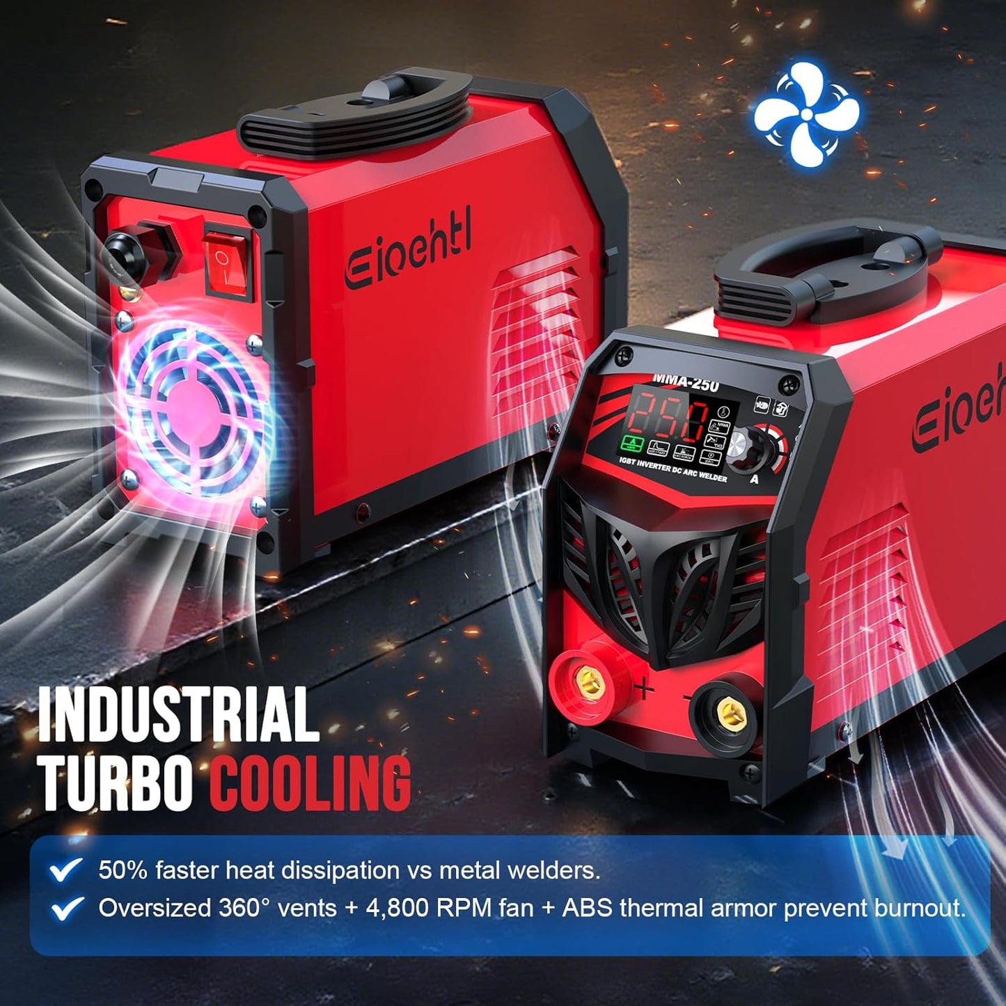 250Amp Stick Welder 110V/220V Dual Voltage, with LED Display ARC Welding Machine w/Hot Start, IGBT Inverter, Portable Welder with Complete Kit (10 Rods, Clamps, Gloves), Anti-Stick for Home/Diy/Farm