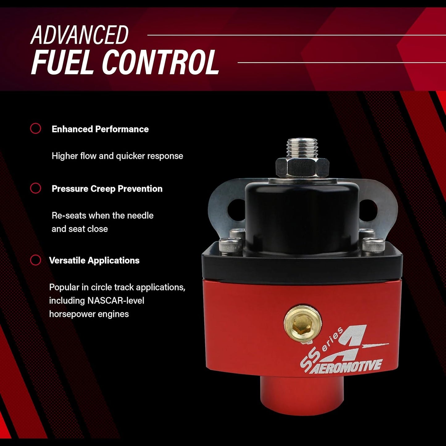 Aeromotive 13201 Carburetor Fuel Pressure Regulator, Adjustable, 5-10 PSI, ORB-06