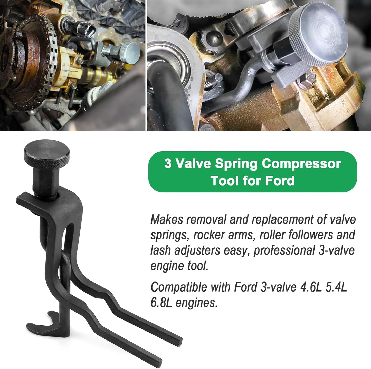 Timing Belt Tools Compatible with Ford 4.6L/5.4L 3V Engine Valve Spring Compressor Cam Phaser Holding Timing Chain Locking Wedge Crankshaft Positioning Wrench Holder Pulley Bolt Tool Set