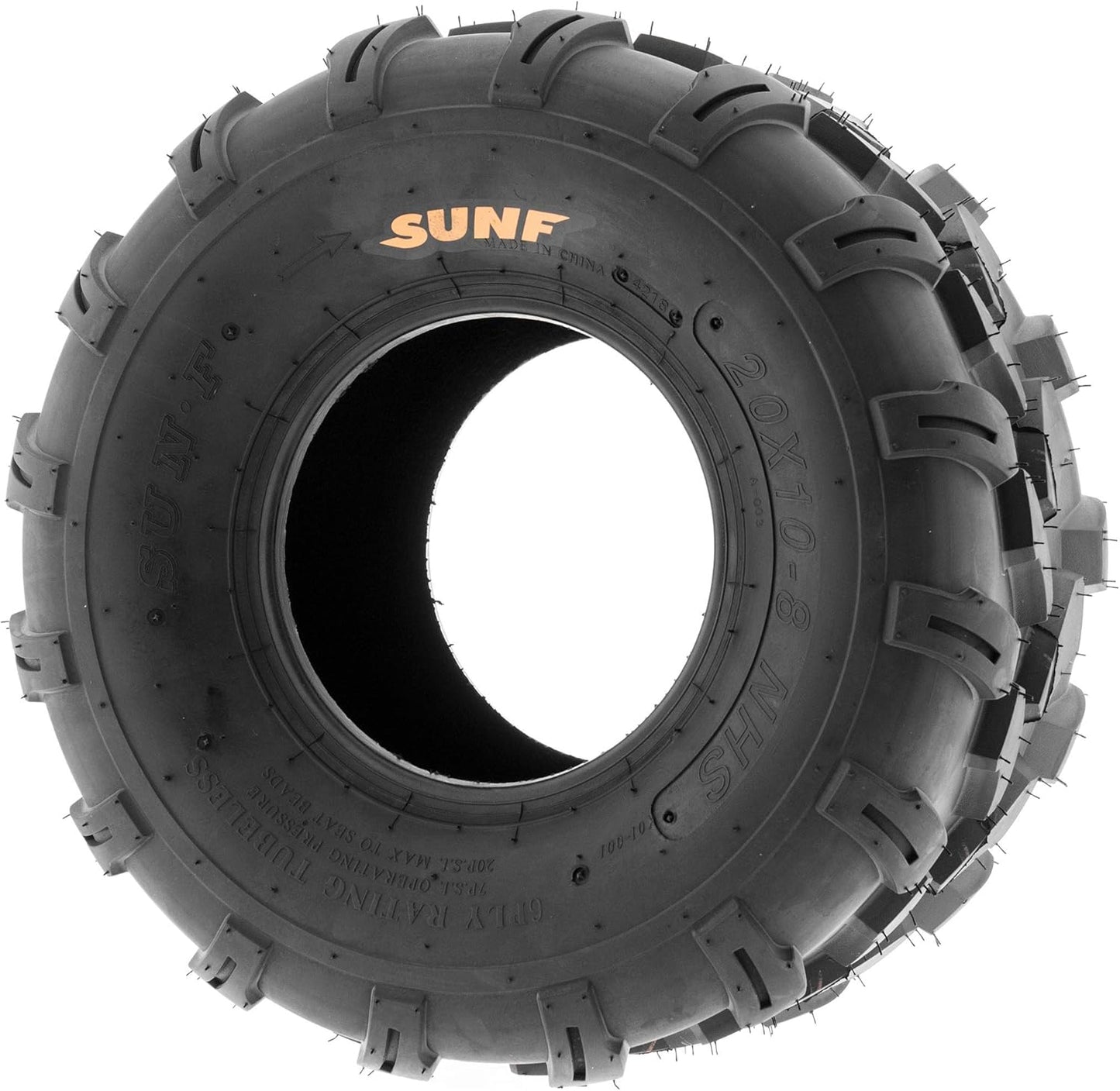 SunF A003 ATV/UTV/Lawn-Mowers Off-Road Tire 20x10-8, 6 PR, Directional Knobby Tread