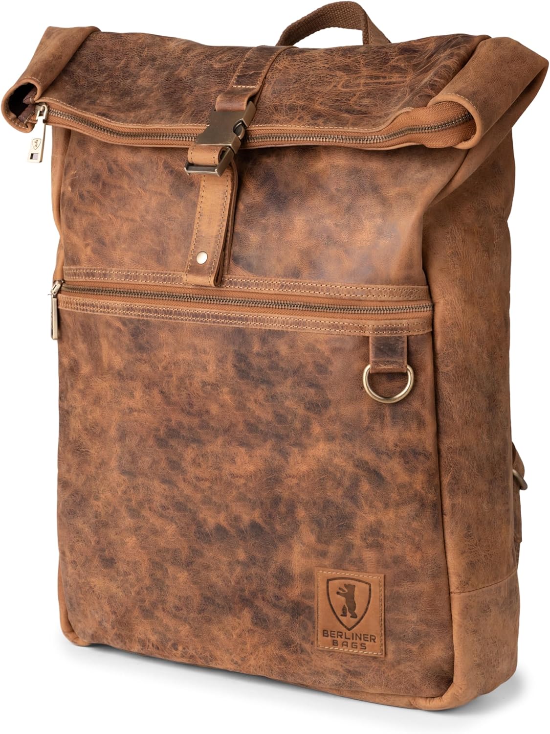 BERLINER BAGS Vintage Genuine Leather Backpack Utrecht, Laptop Backpack, Travel Backpack for Women and Men - Brown