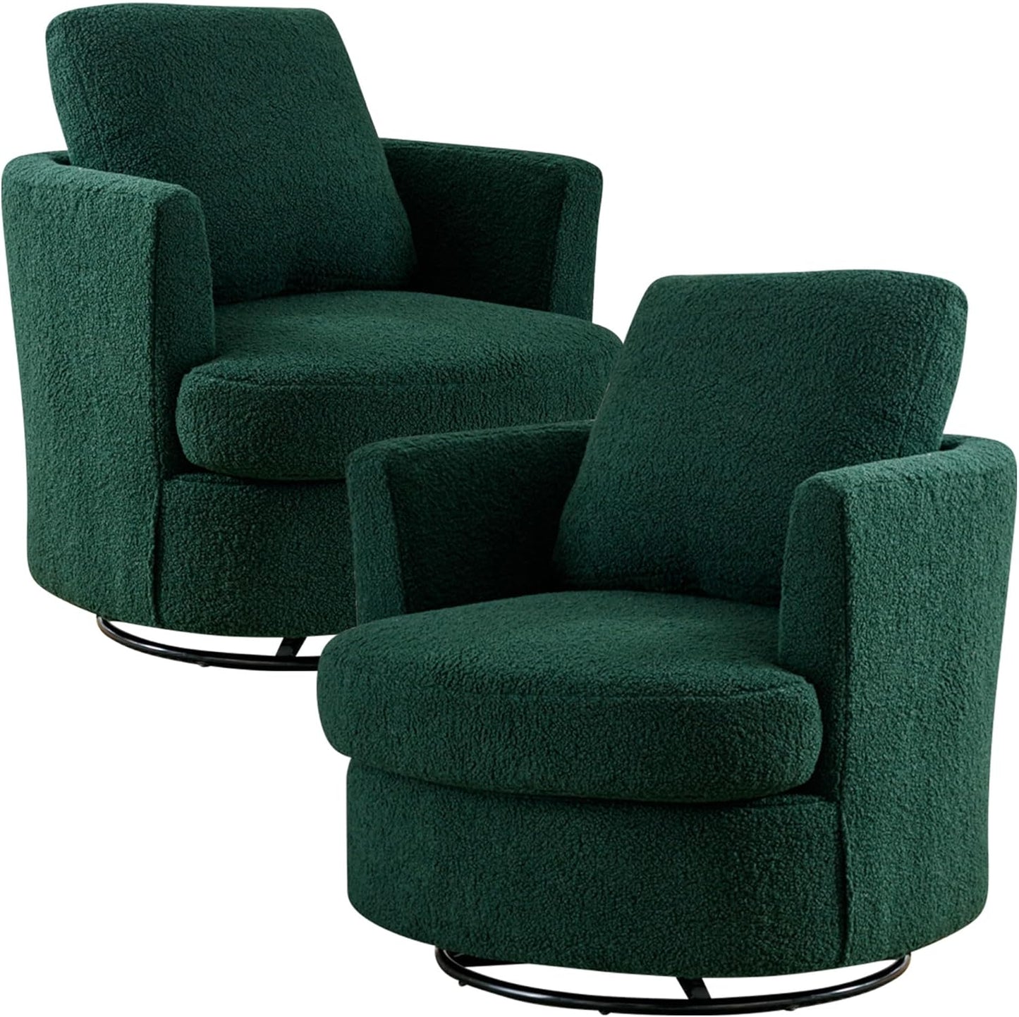Aoiy & Wifon 31.9" W Swivel Accent Chair, 360 Degree Modern Living Room Chair, Swivel Barrel Chairs for Living Room/Bedroom, Chenille,Beige, 2PACK