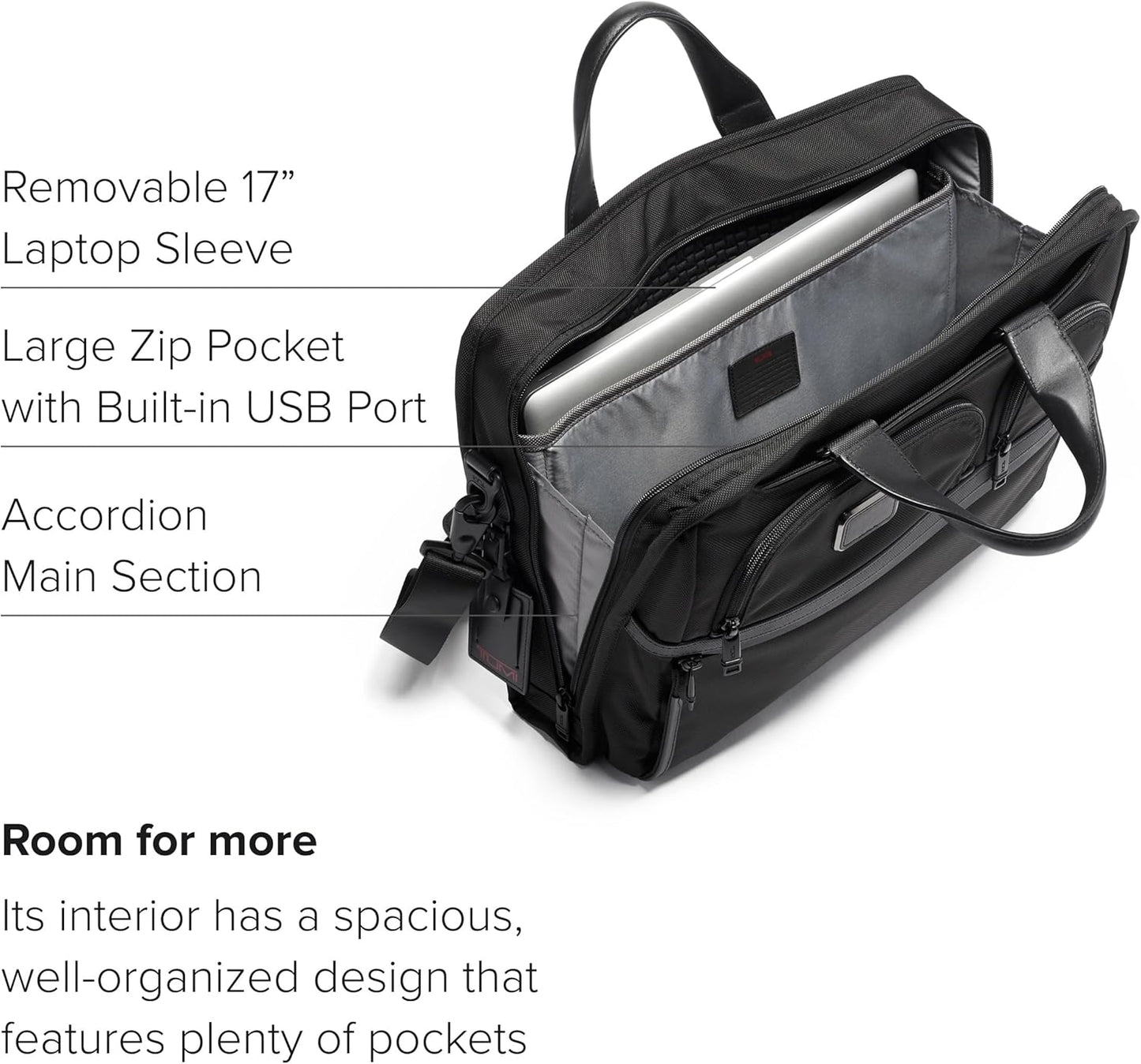 TUMI - Compact Large Screen Laptop Brief Bag - Professional Briefcase - Fits Up to 17" Laptops & Tablets - Black