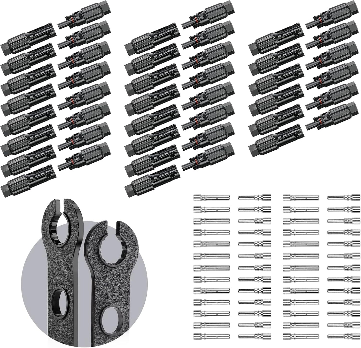 BougeRV 100PCS Solar Connector with Spanners IP67 Waterproof Solar Panel Cable Connectors Male/Female 50 Pairs(10AWG)