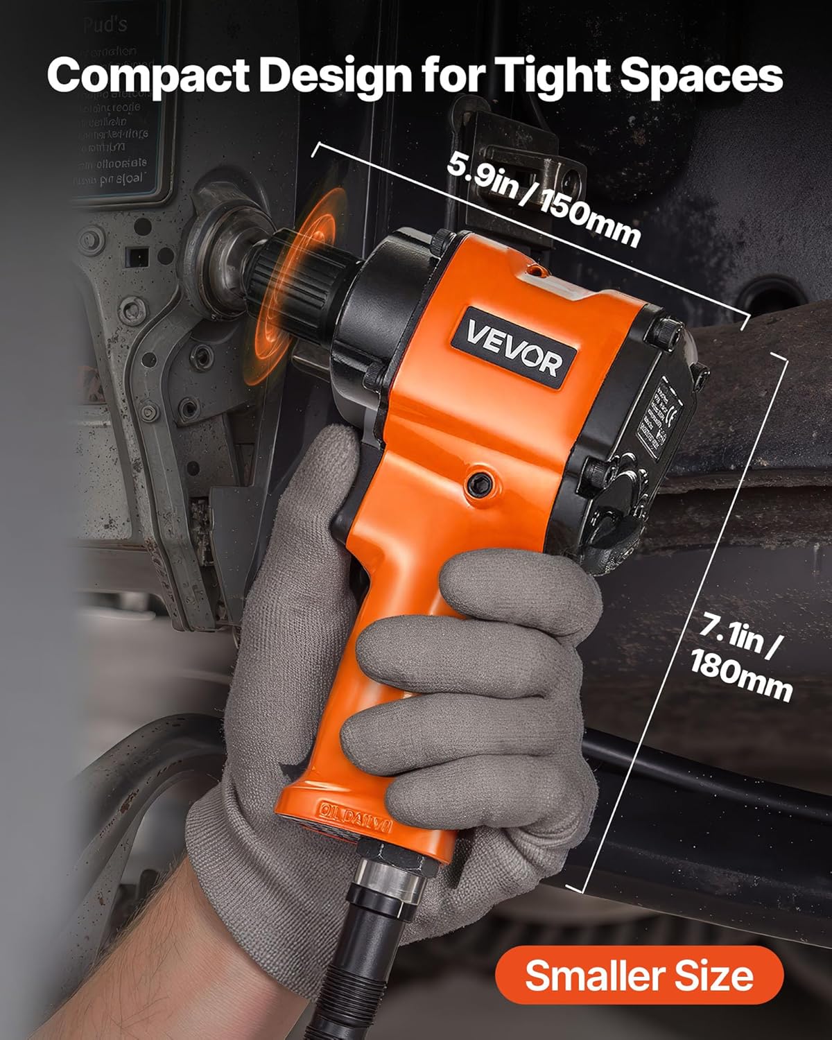 VEVOR 1/2-Inch Air Impact Wrench, Up to 738 ft-lbs Nut-busting Torque, Stubby Size & Lightweight Pneumatic Impact Gun for Auto Repairs and Maintenance