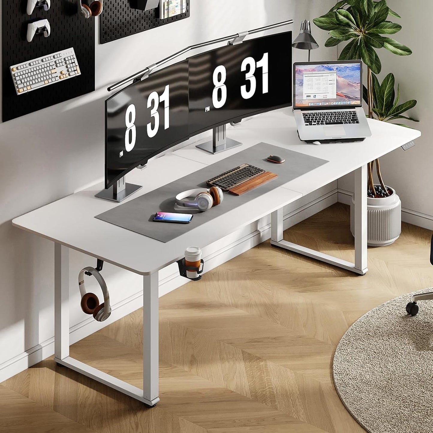 Standing Desk, 63x30 Inches Rectangle Stand Up Desk with 4 Legs, Dual Motor and Memory Controller, Adjustable Height from 28-46 Inches for Home and Computer Workstation, Black